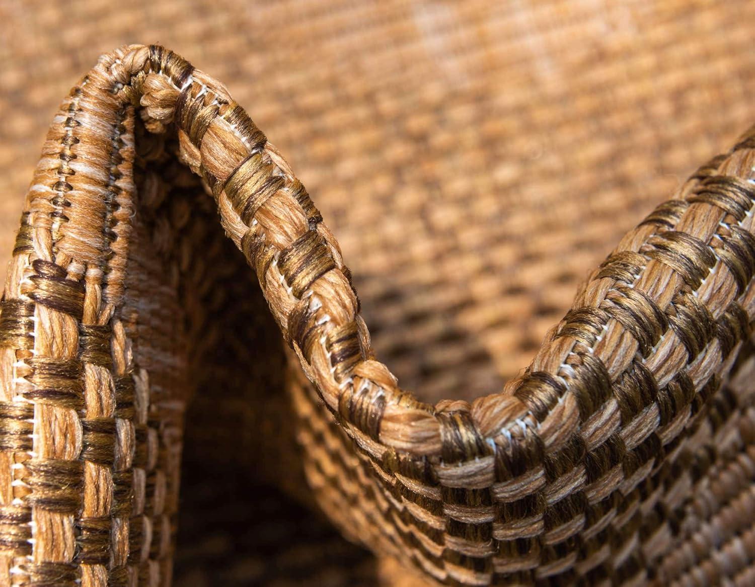 Easy-Care Synthetic Rectangular Outdoor Rug in Stain-Resistant Brown