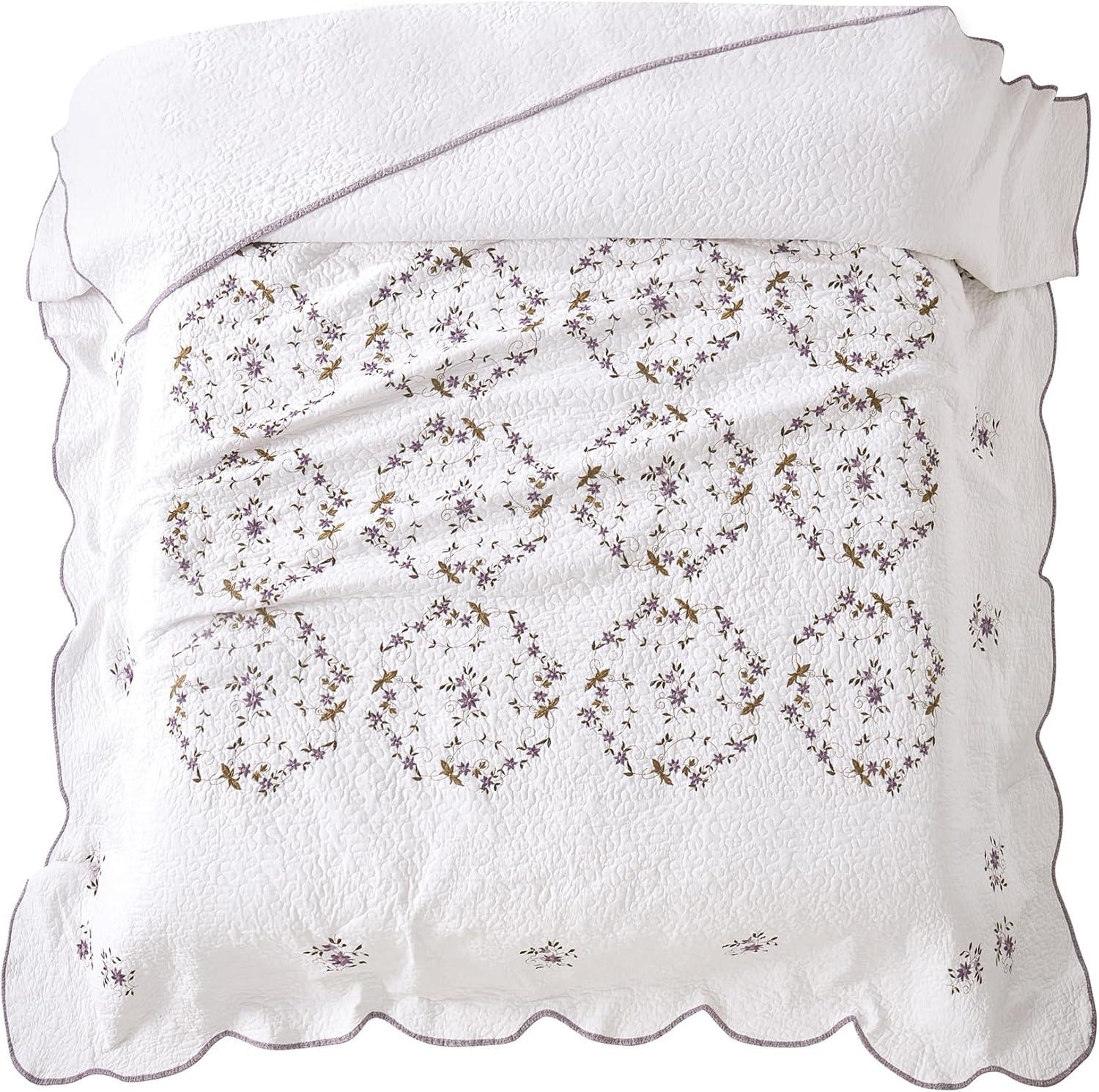 Modern Heirloom Gwen Bedspread White/Lavender