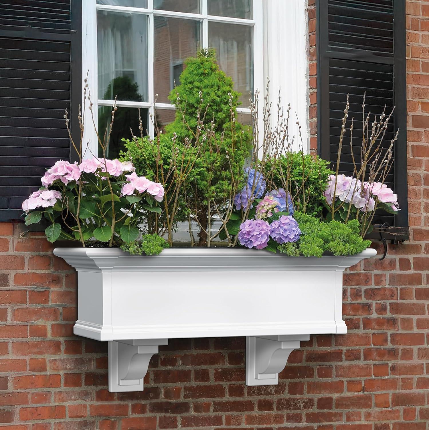 Mayne Yorkshire 3ft Window Box - Customizable - Vinyl Planter Box - White (4823-W)