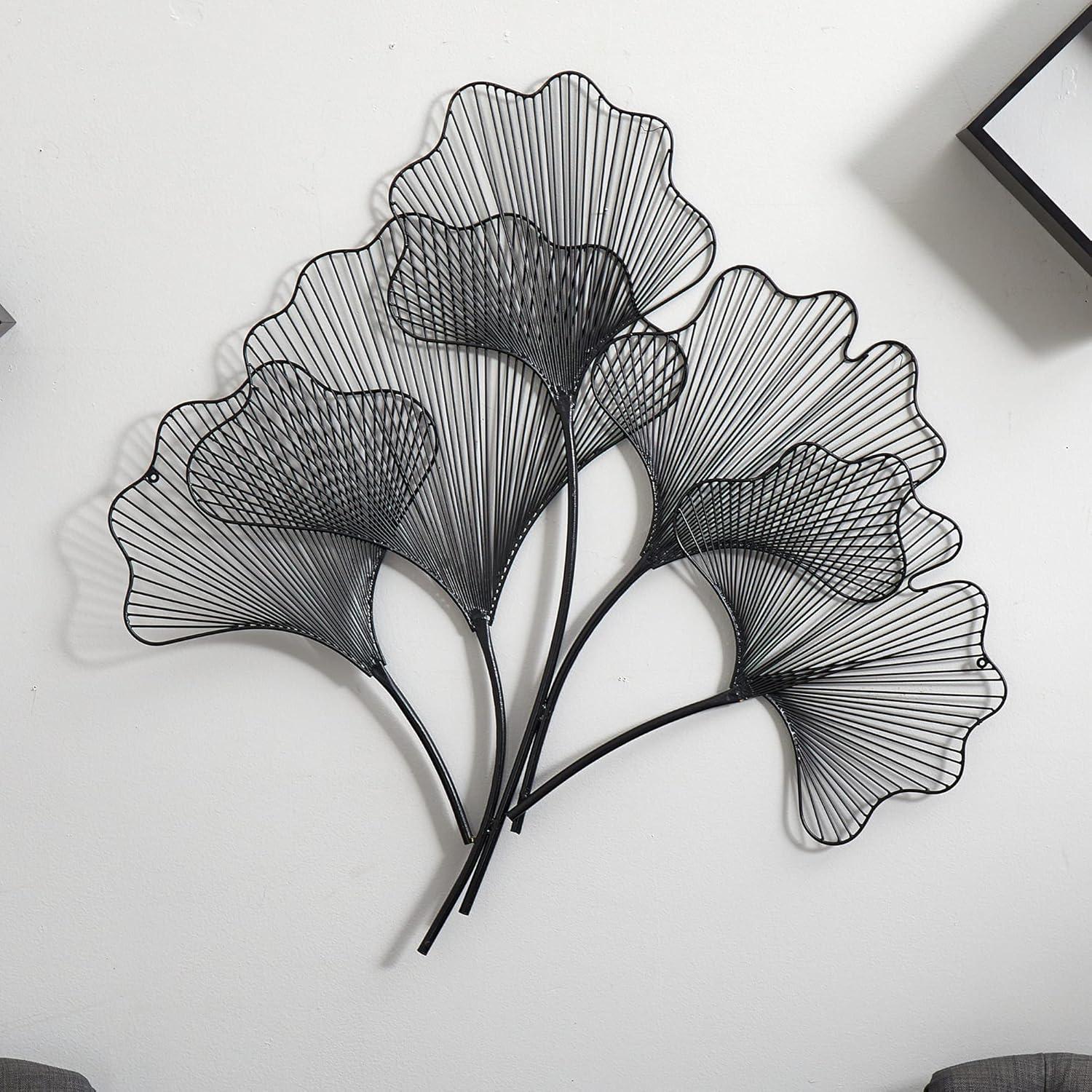 HomeStock Asian Allure 35In. Modern Ginkgo Leaf Metal Wall Art Decor