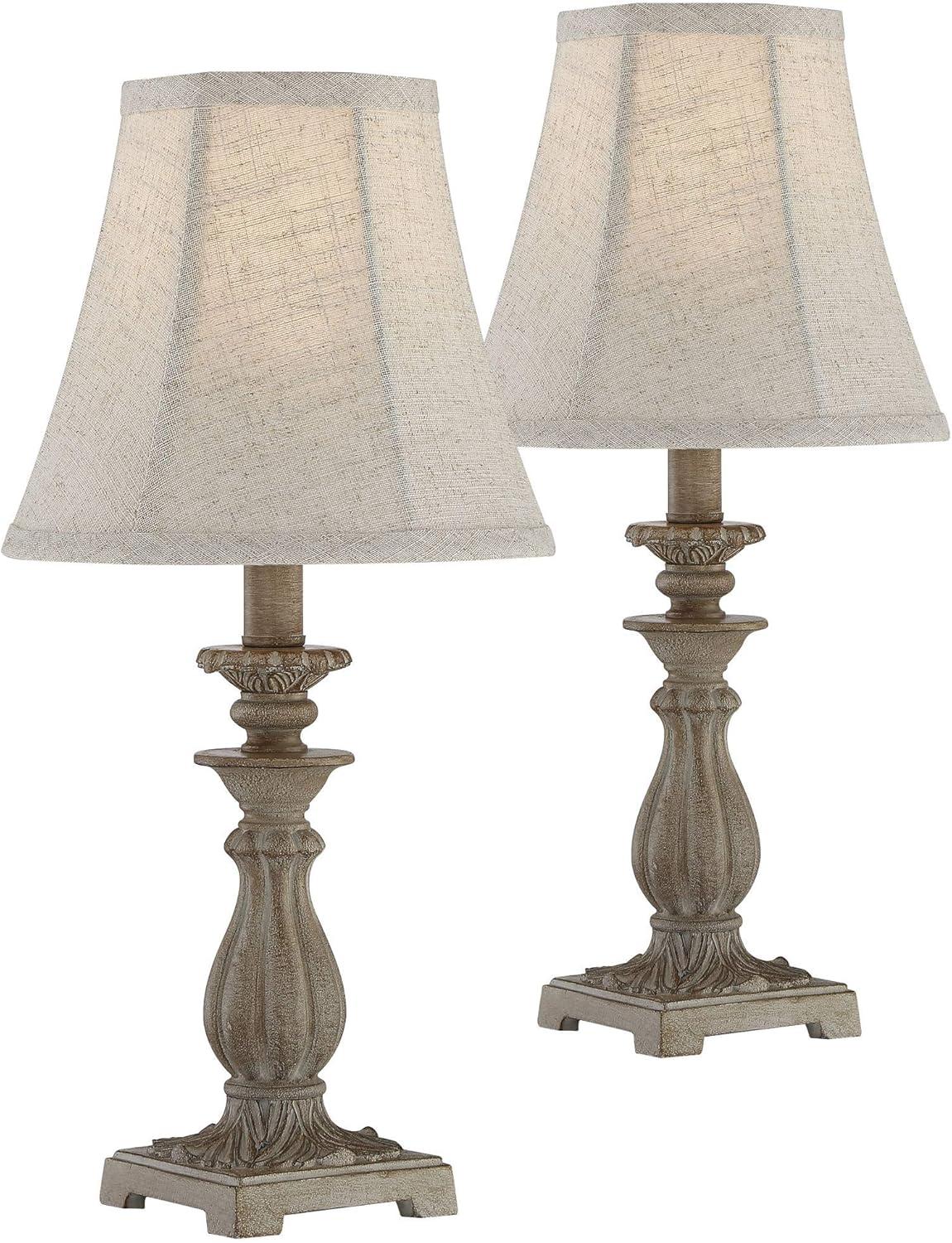 Regency Hill Cali Traditional Accent Table Lamps 19" High Set of 2 Antique Beige Off White Bell Shade for Bedroom Living Room Bedside Nightstand Kids