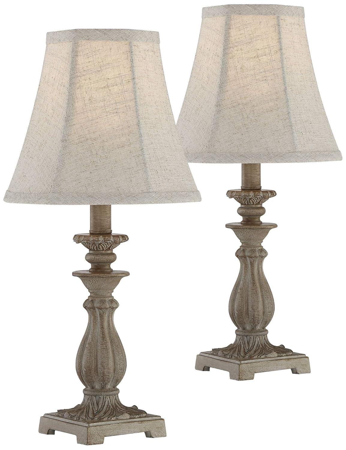 Regency Hill Cali Traditional Accent Table Lamps 19" High Set of 2 Antique Beige Off White Bell Shade for Bedroom Living Room Bedside Nightstand Kids