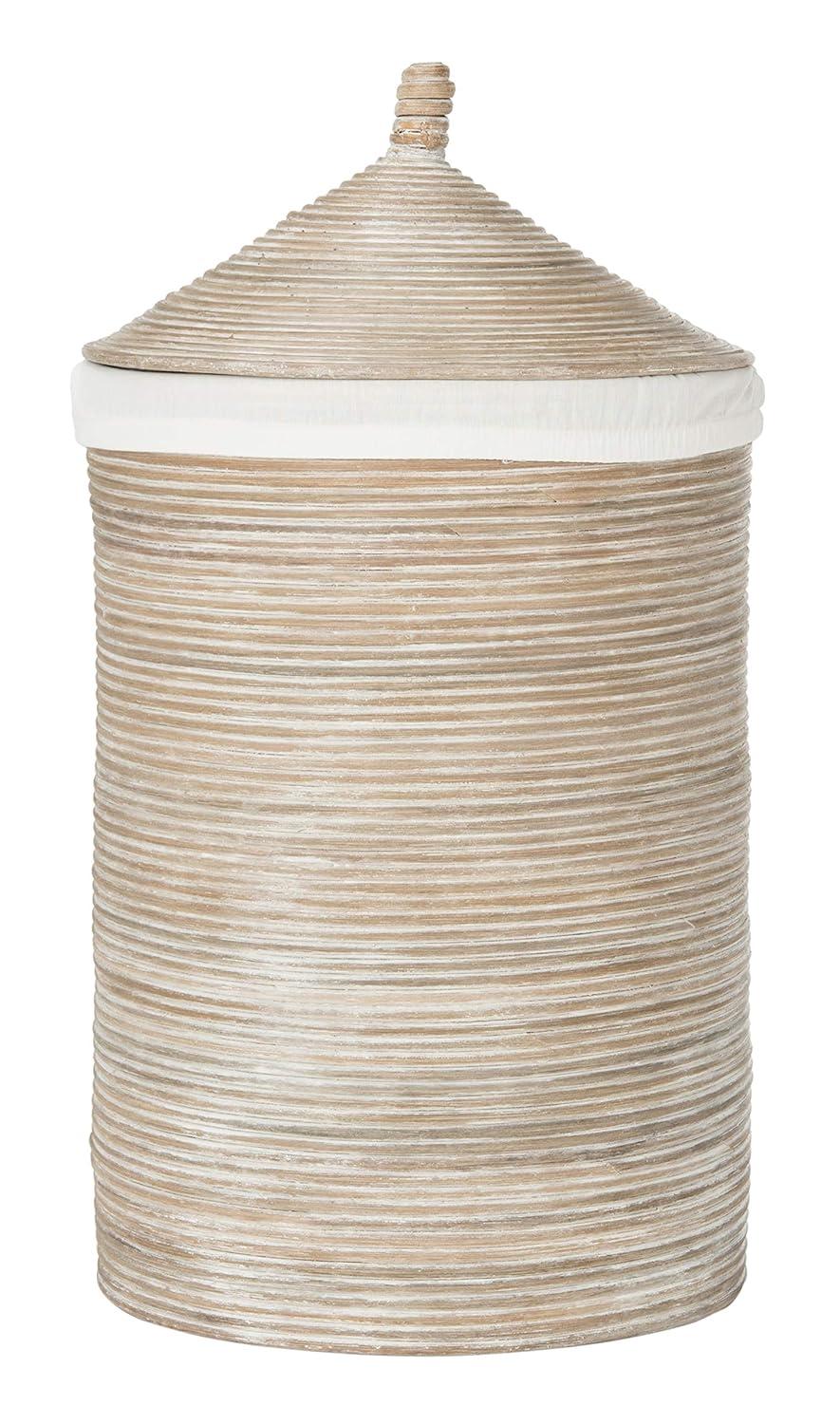 Wellington Laundry Basket with Liner - HAC6501 - White/Grey White Wash - Safavieh