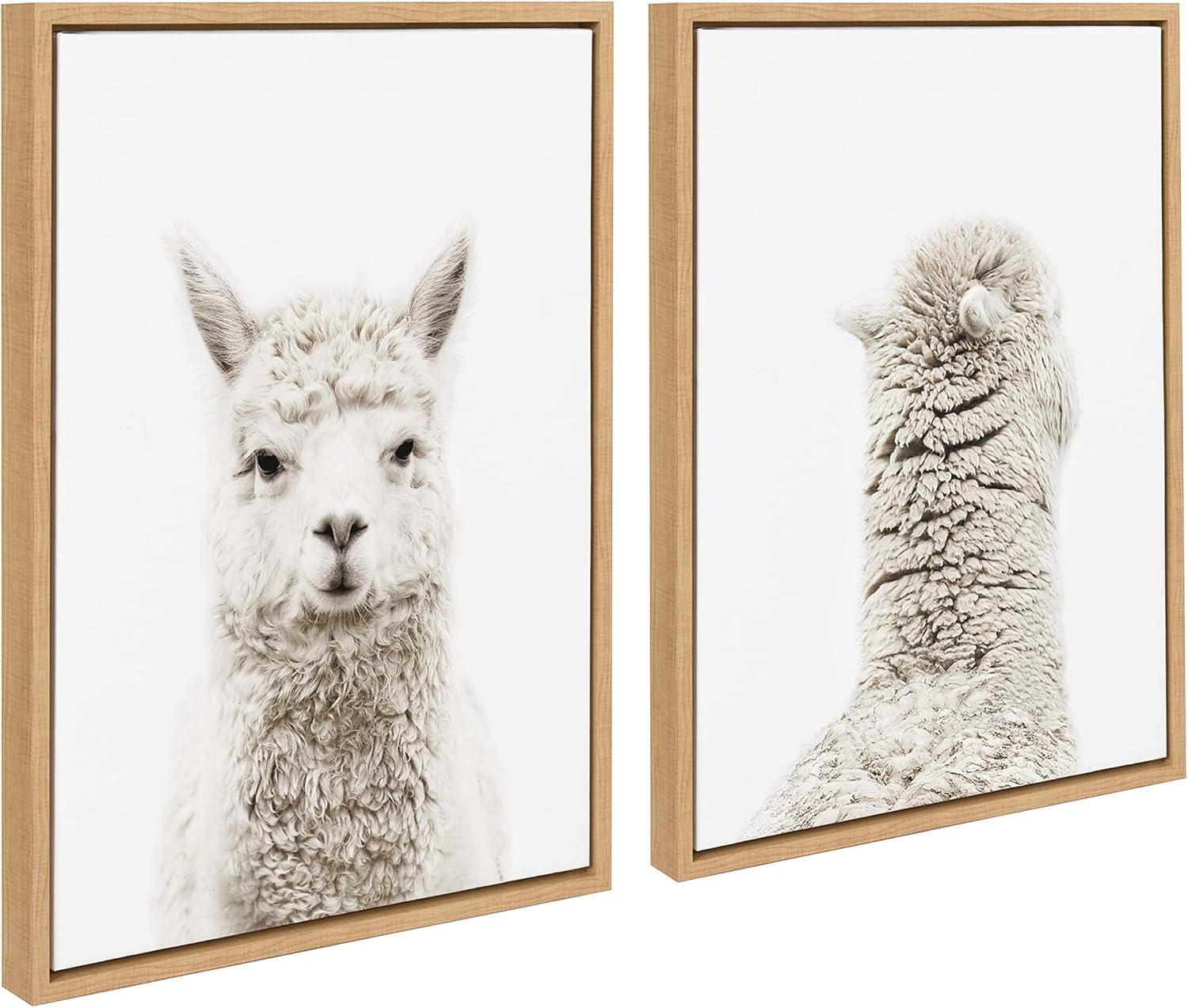 (Set of 2) 18" x 24" Sylvie Alpaca Back Framed Canvas Art by Amy Peterson - Kate & Laurel All Things Decor