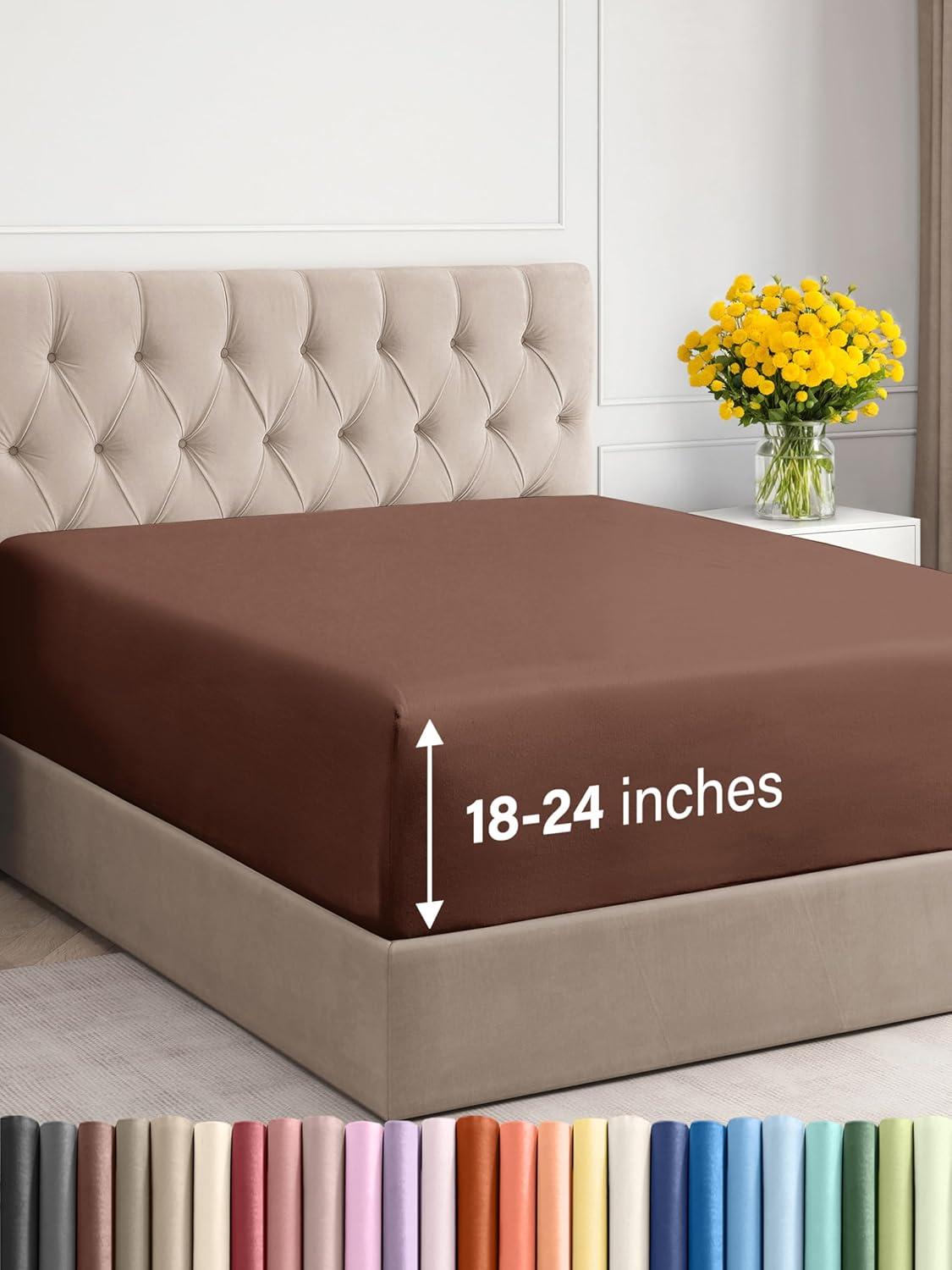 California King Brown Microfiber Deep Pocket Sheet Set