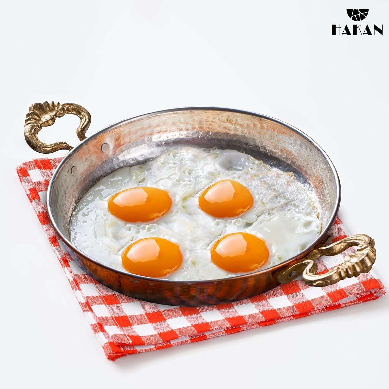 Hammered Copper Food Safe  Egg Omelet Pan Sahan, Copper Round Chef Pan, Traditional Handcrafted Copper Pan, 8.7 Inches (22 cm)