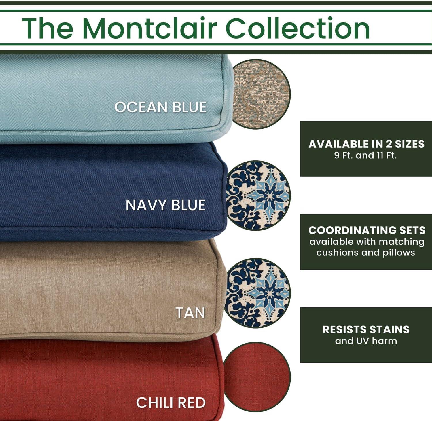 Hanover Montclair 11-Ft. Market Outdoor Umbrella in Ocean Blue