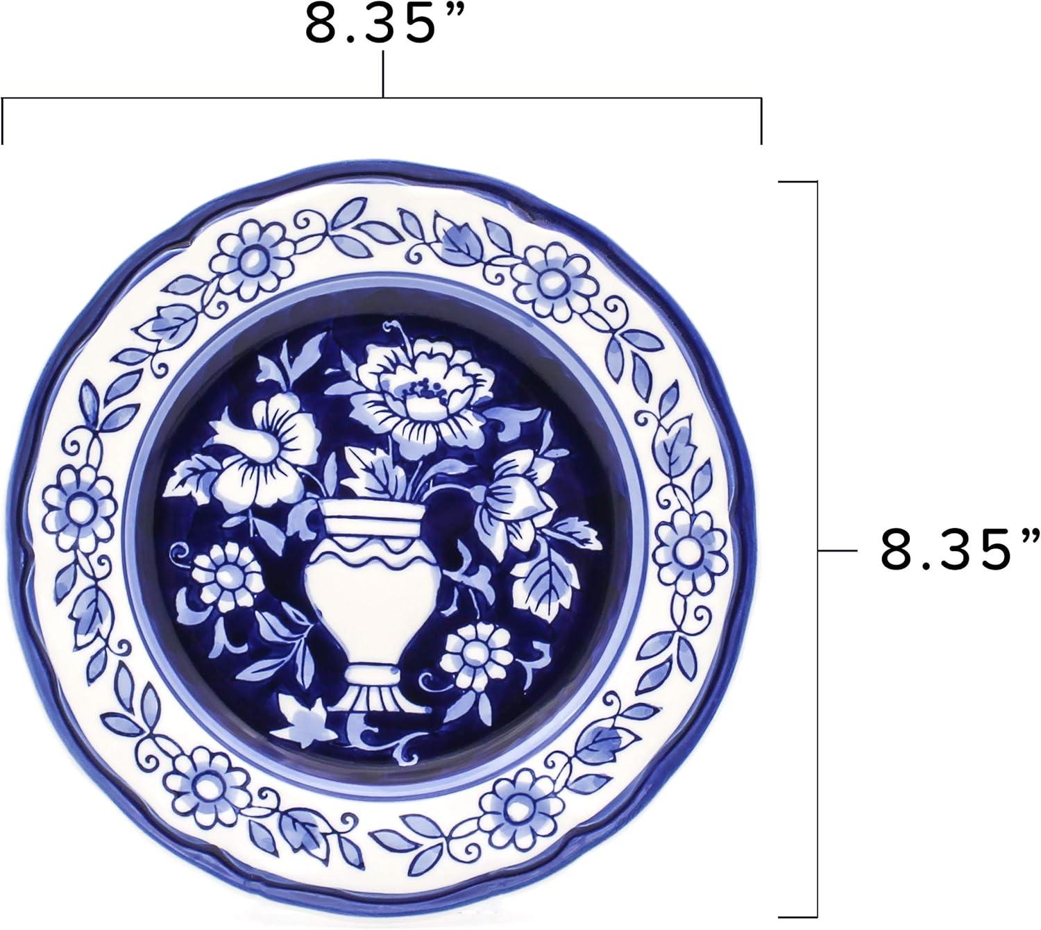 Euro Ceramica Blue Garden 16-Piece Hand-Painted Dinnerware Set- New