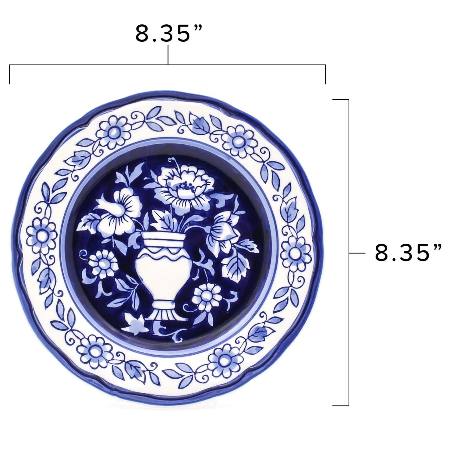 Euro Ceramica Blue Garden 16-Piece Hand-Painted Dinnerware Set- New