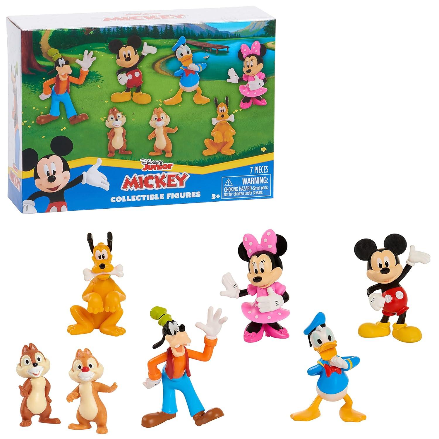 Disney Junior Mickey, Minnie, Donald, Goofy, Pluto, Chip & Dale Figure 7-Pack (Hassle Free Packaging)