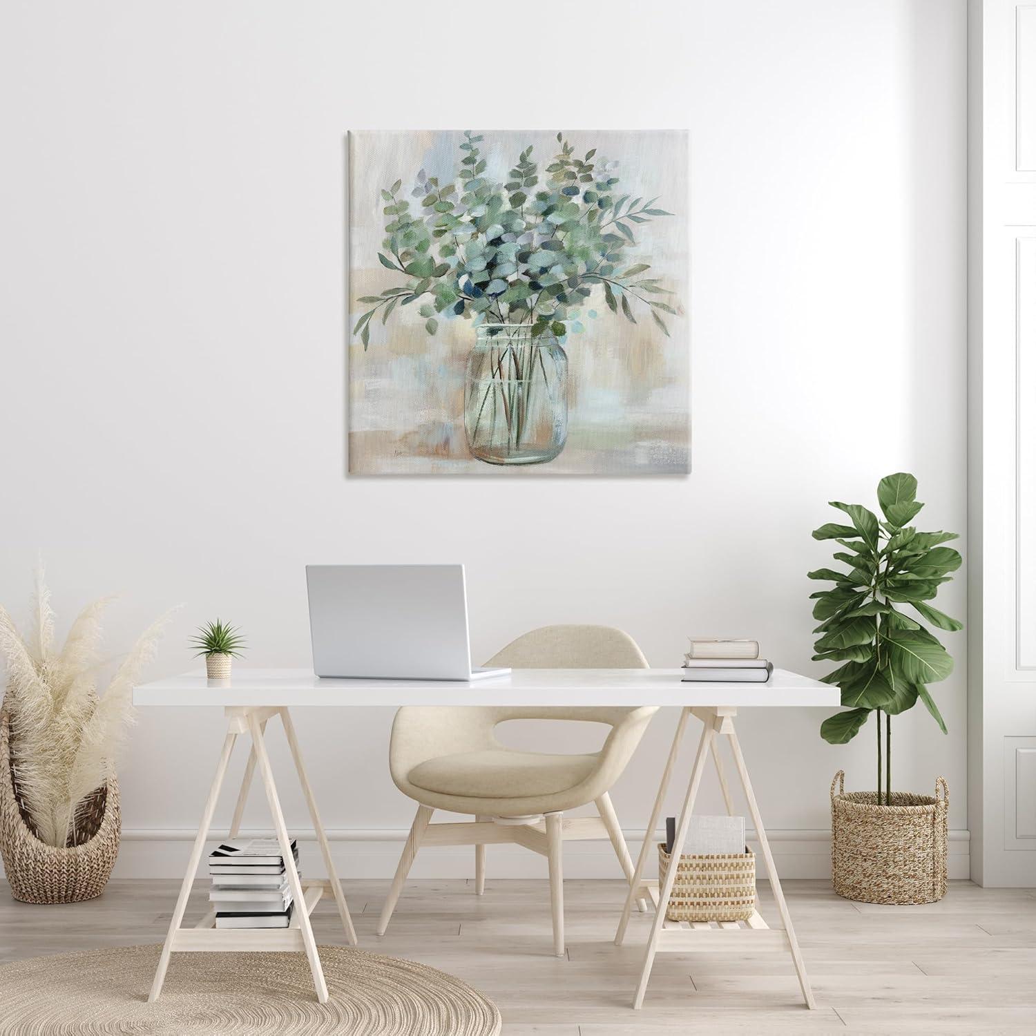 Stupell Industries " Soothing Eucalyptus Flower Herb Arrangement Rustic Jar " by Nan Painting Print