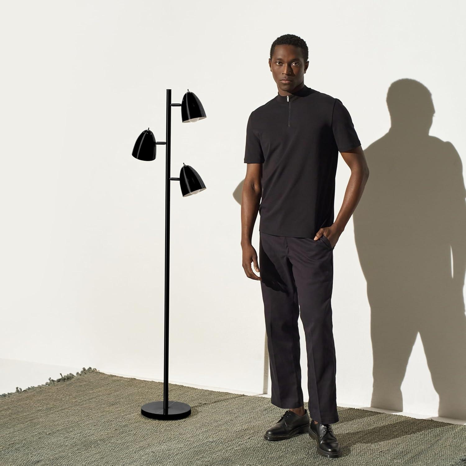 Brightech Jacob 64" Modern 3-Light Adjustable LED Floor Lamp with Black Finish and Metal Cone Shades, Bulbs Included