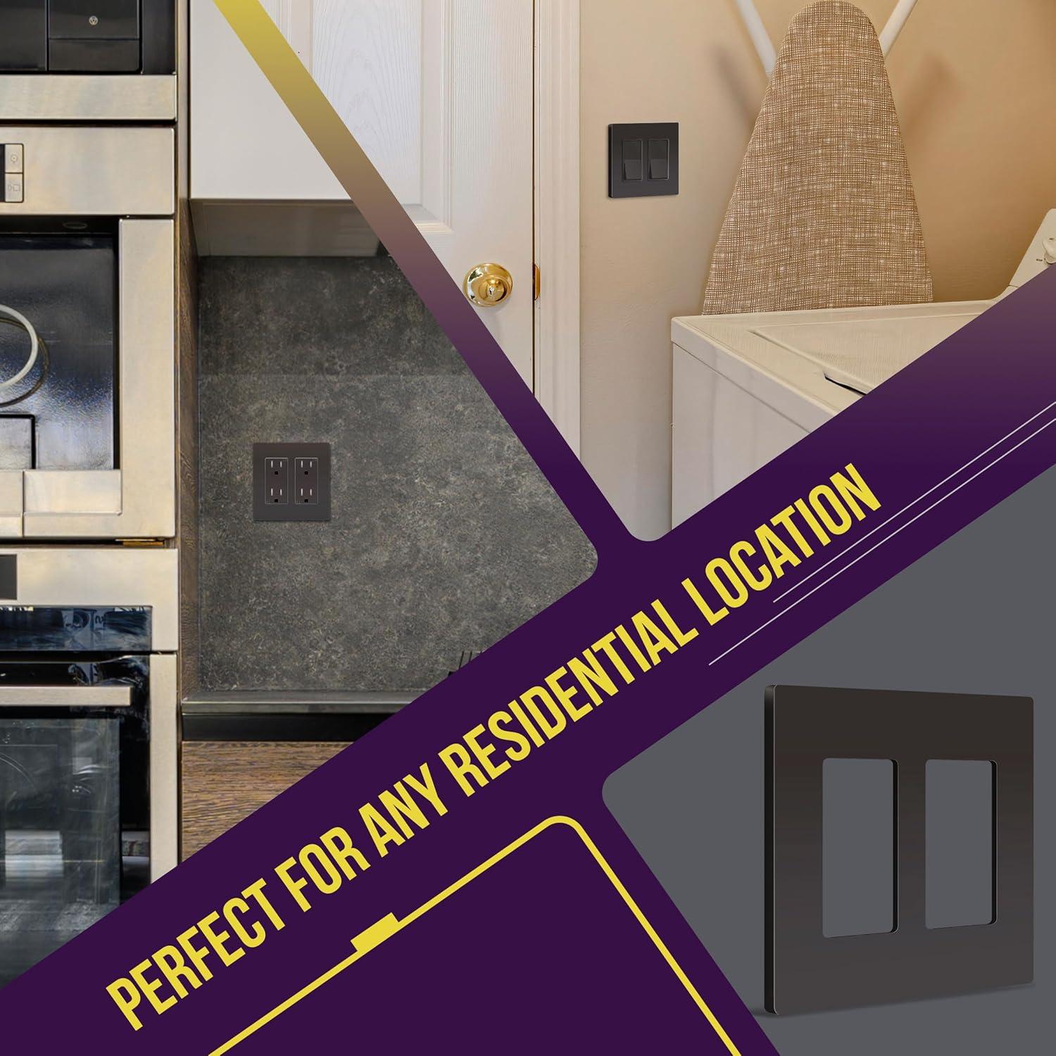 ENERLITES Elite Series Screwless Decorator Wall Plate Child Safe Outlet Cover, Size 1-Gang, Unbreakable Polycarbonate Thermoplastic, SI8831-DB, Dark Bronze