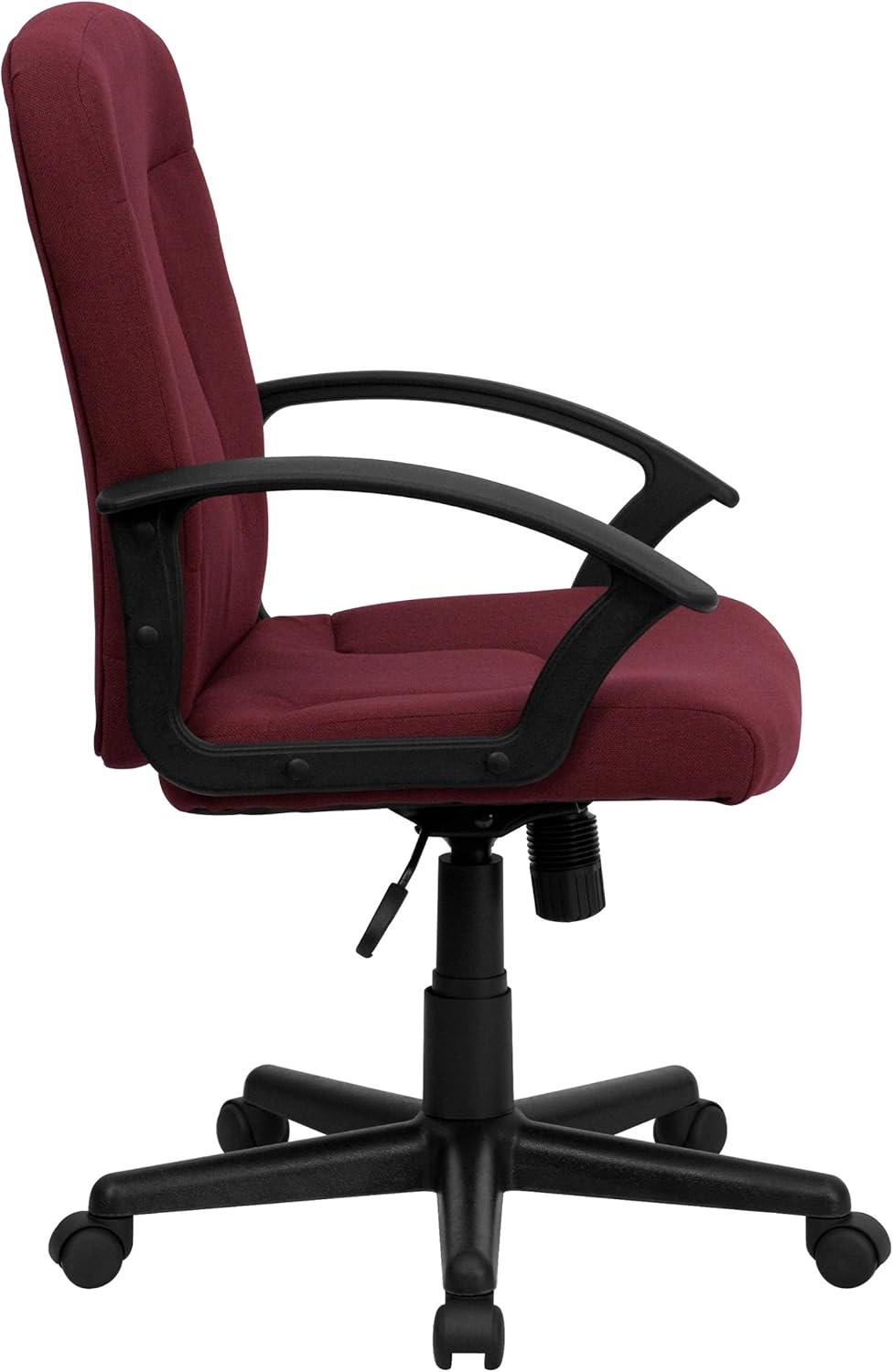 Flash Furniture Mid-Back Burgundy Fabric Executive Swivel Office Chair with Nylon Arms