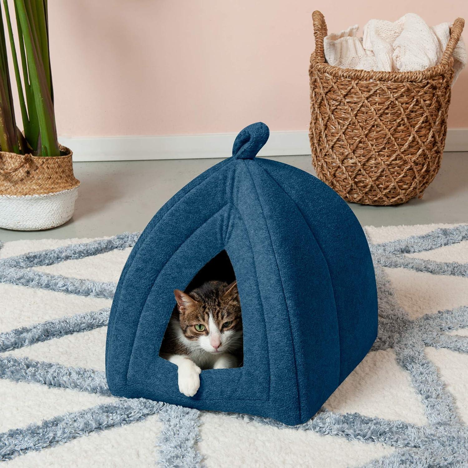 Small Lagoon Blue Fleece Tent Pet Bed