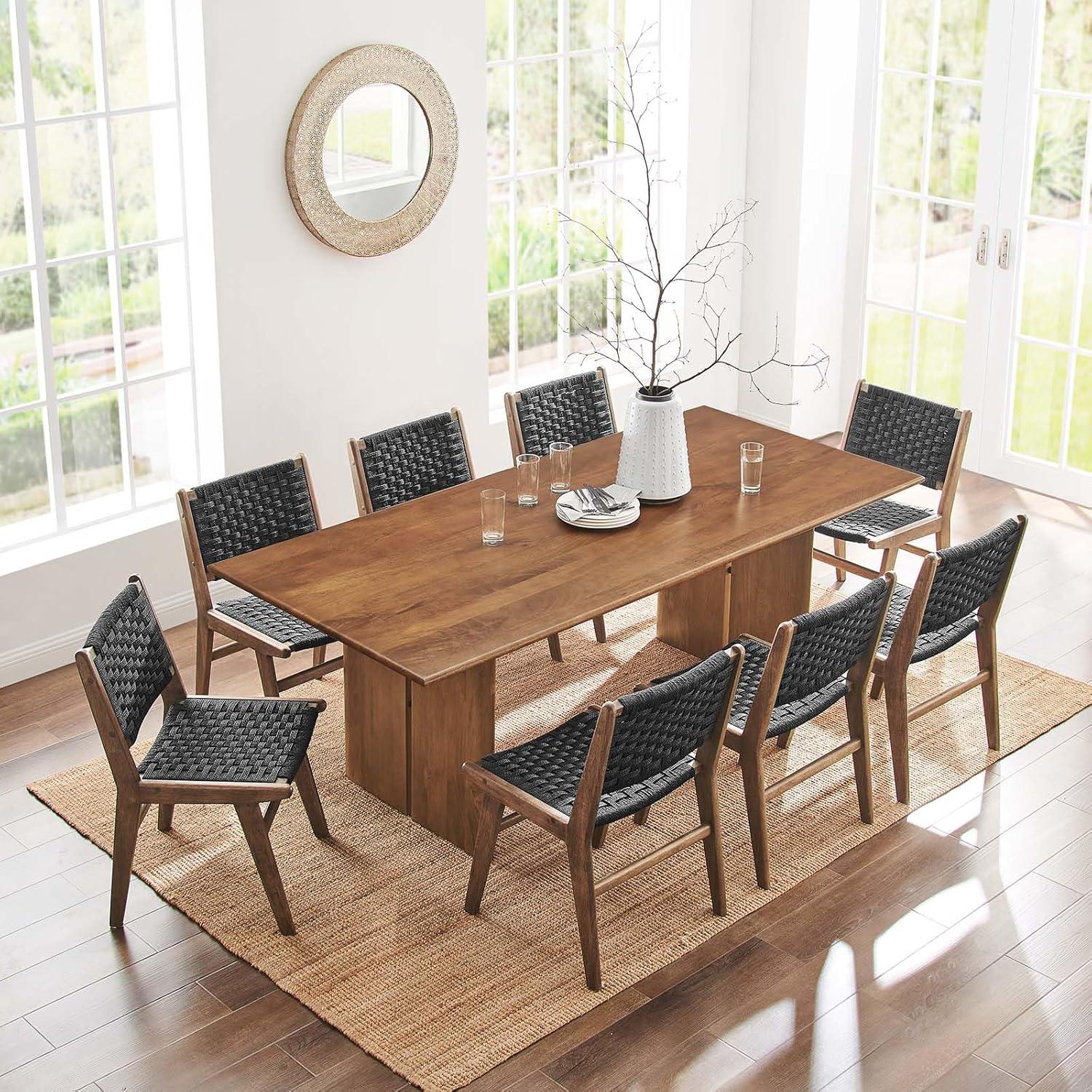 Modway Amistad 86" Rectangular Modern Wood Dining Table in Walnut