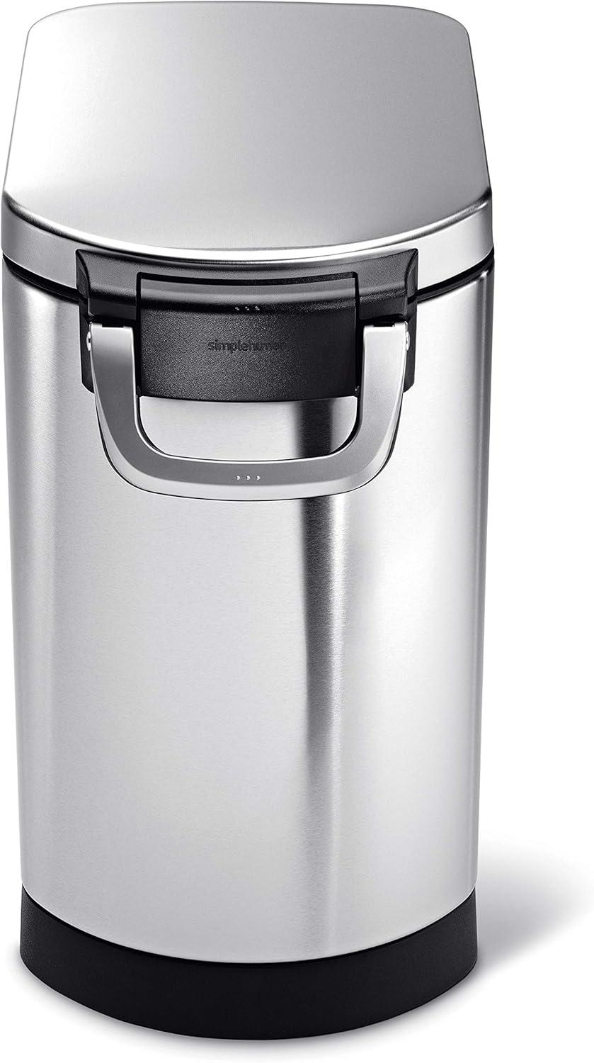 simplehuman Pet Food Storage Container Stainless Steel for Dog Food, Cat Food, and Bird Feed