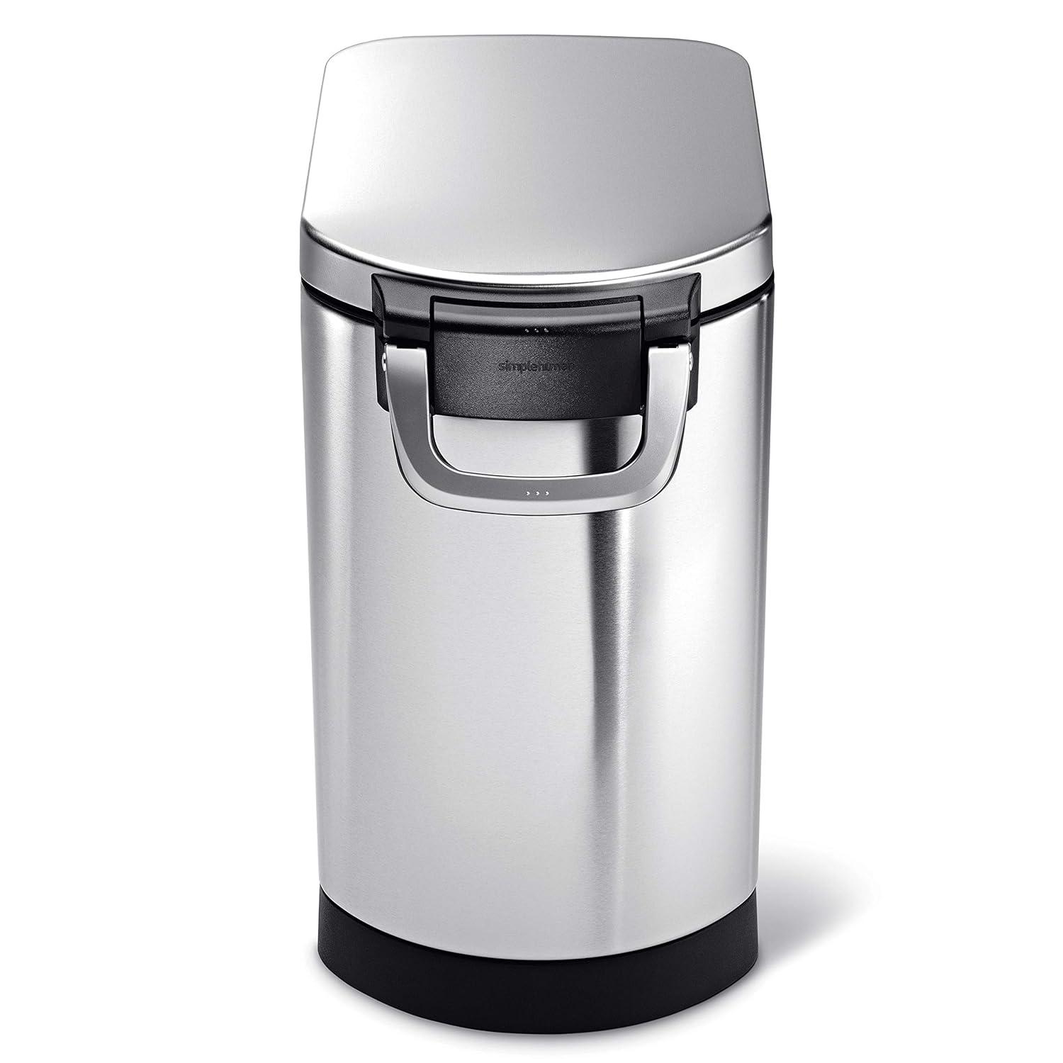 simplehuman Pet Food Storage Container Stainless Steel for Dog Food, Cat Food, and Bird Feed