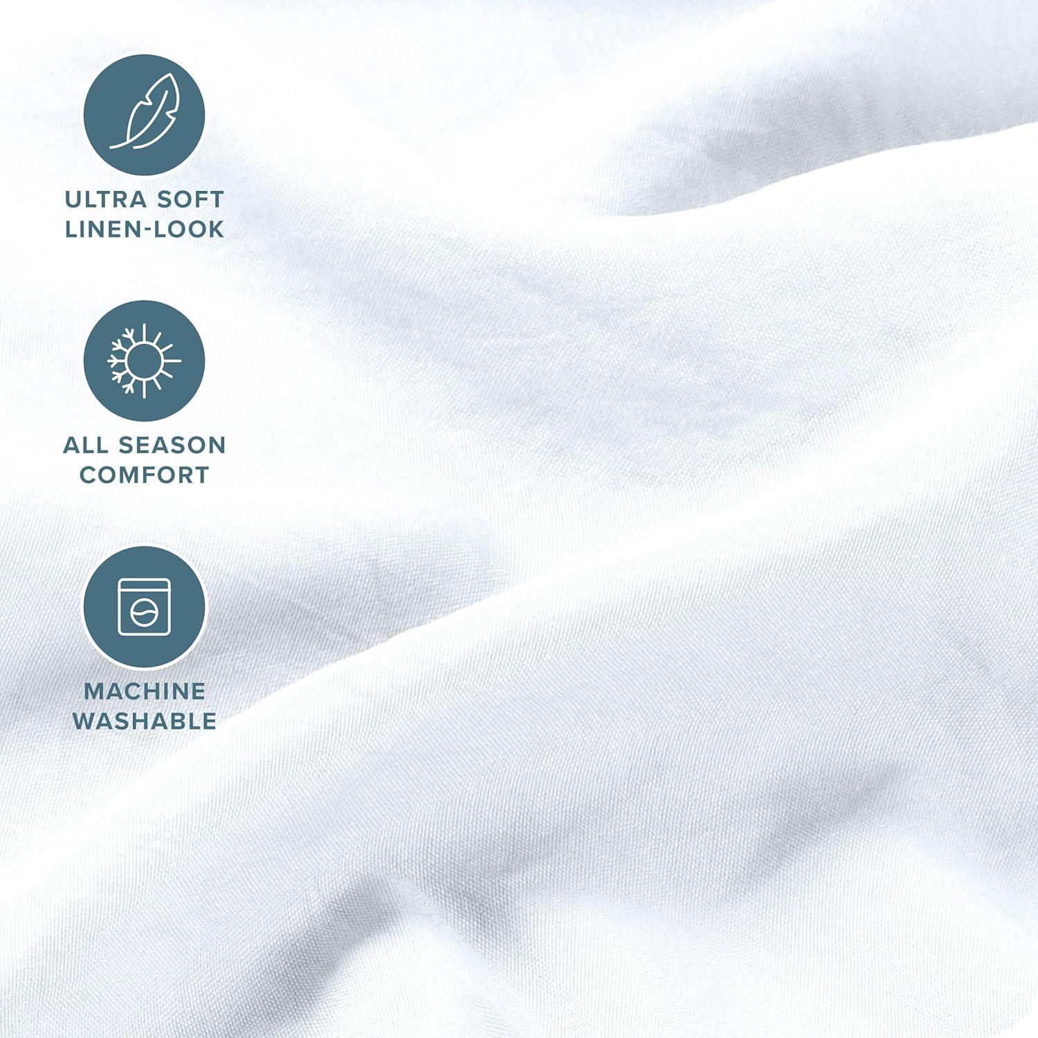 Washed Microfiber White Twin Sheet Set by Bare Home