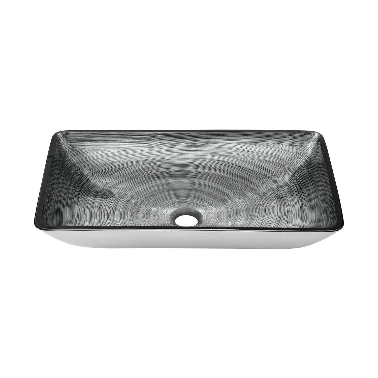 Cascade Rectangular Glass Vessel Sink with Faucet