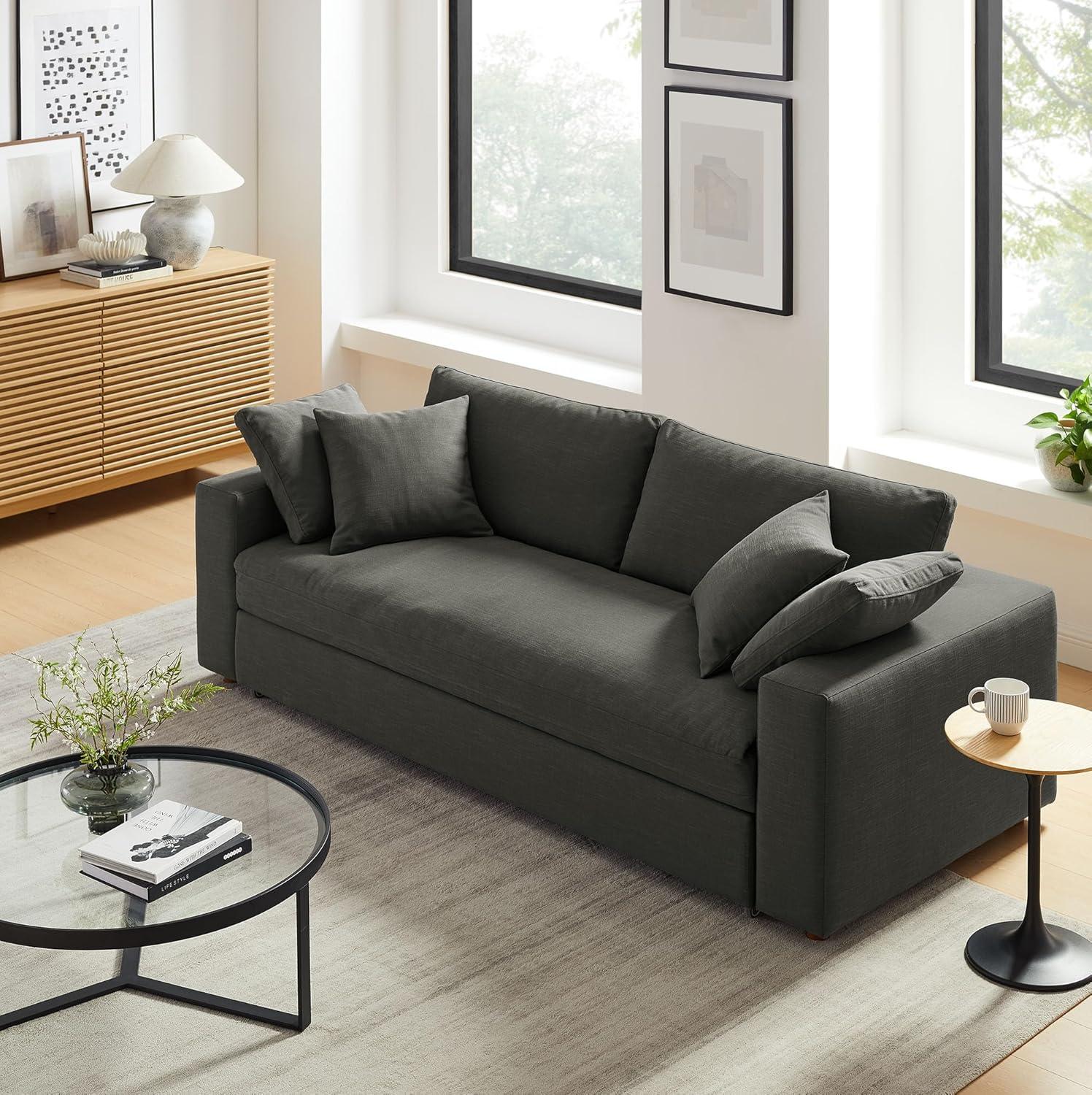 Modway Commix Down Filled Overstuffed Sleeper Sofa In Pure White