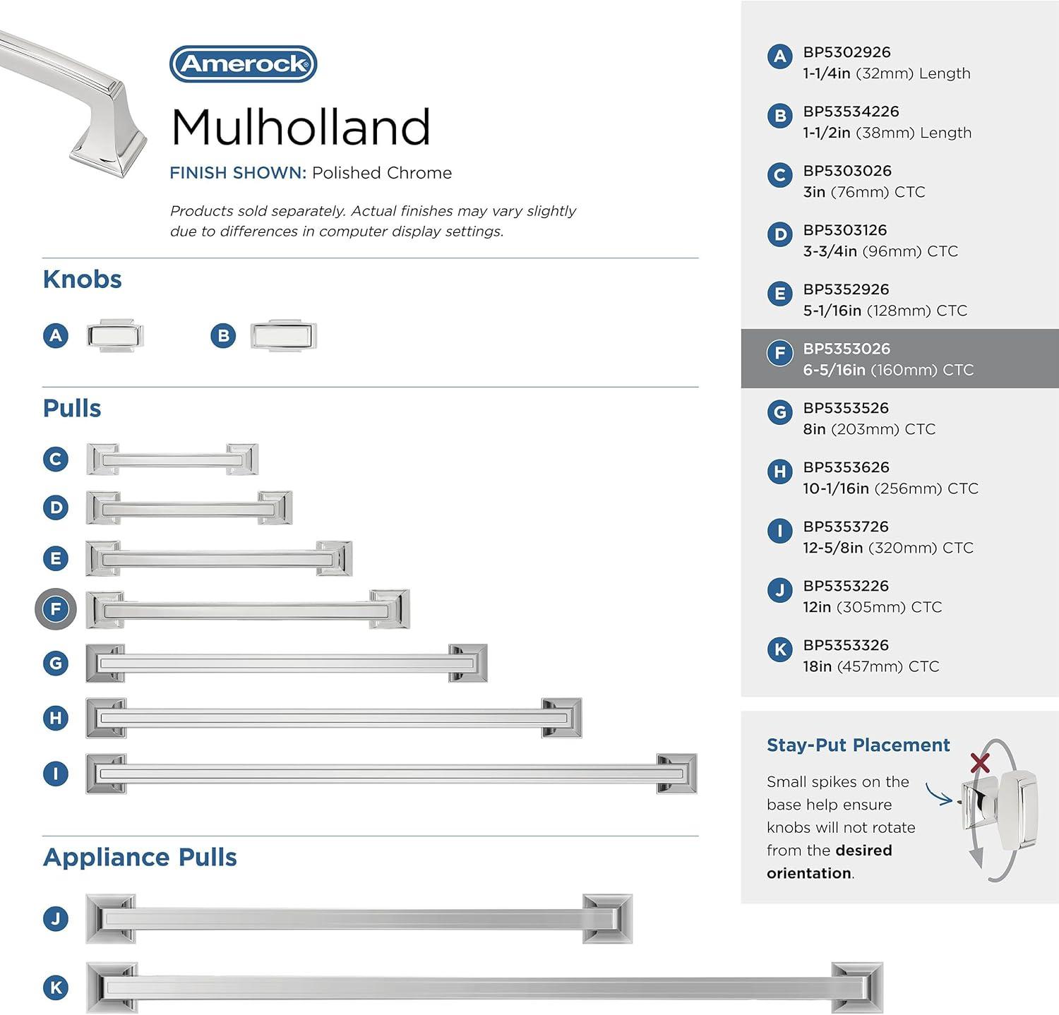 Mulholland 6 5/16" Center to Center Bar Pull