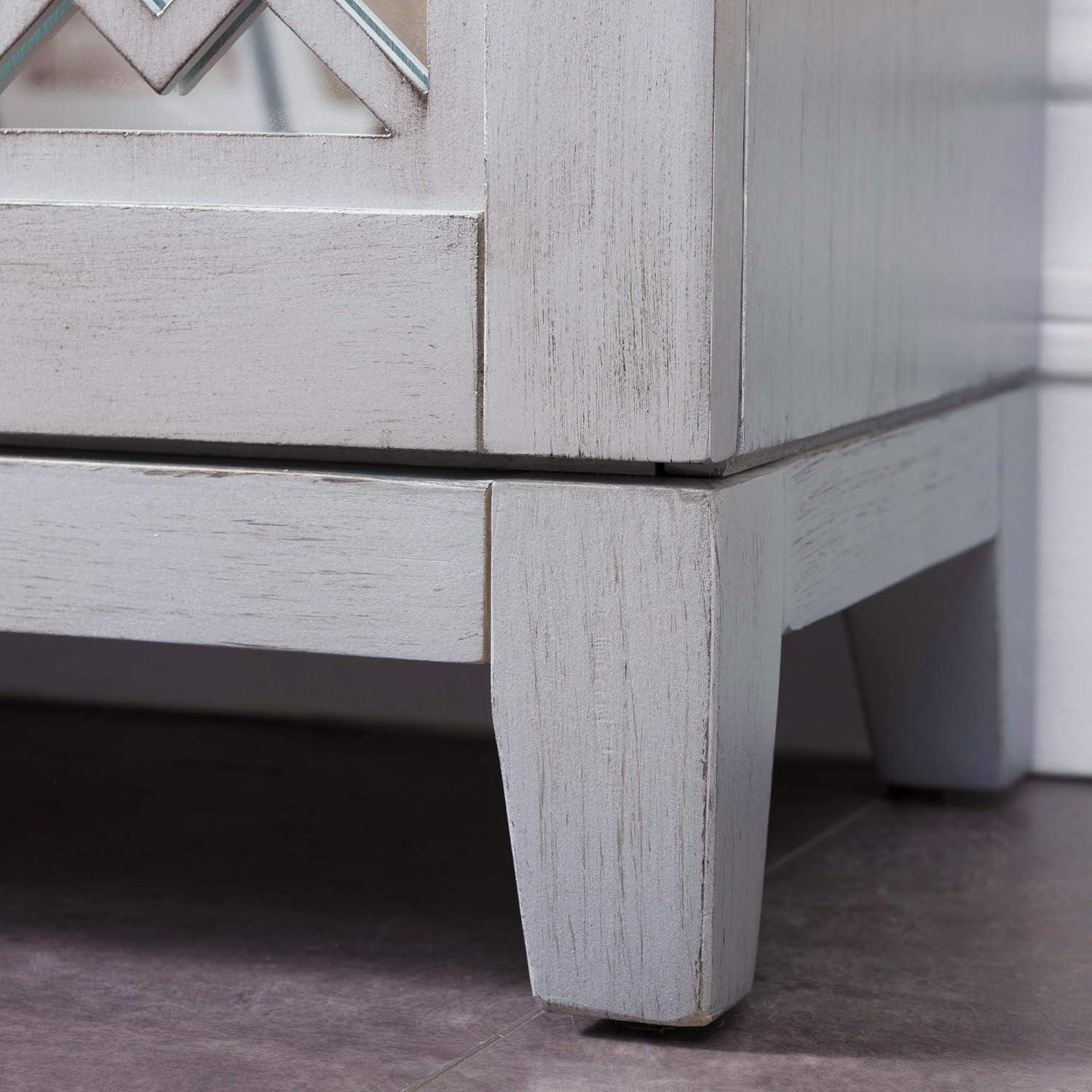 Leick Diamond Mirrored Wood Console Table in Silver Leaf
