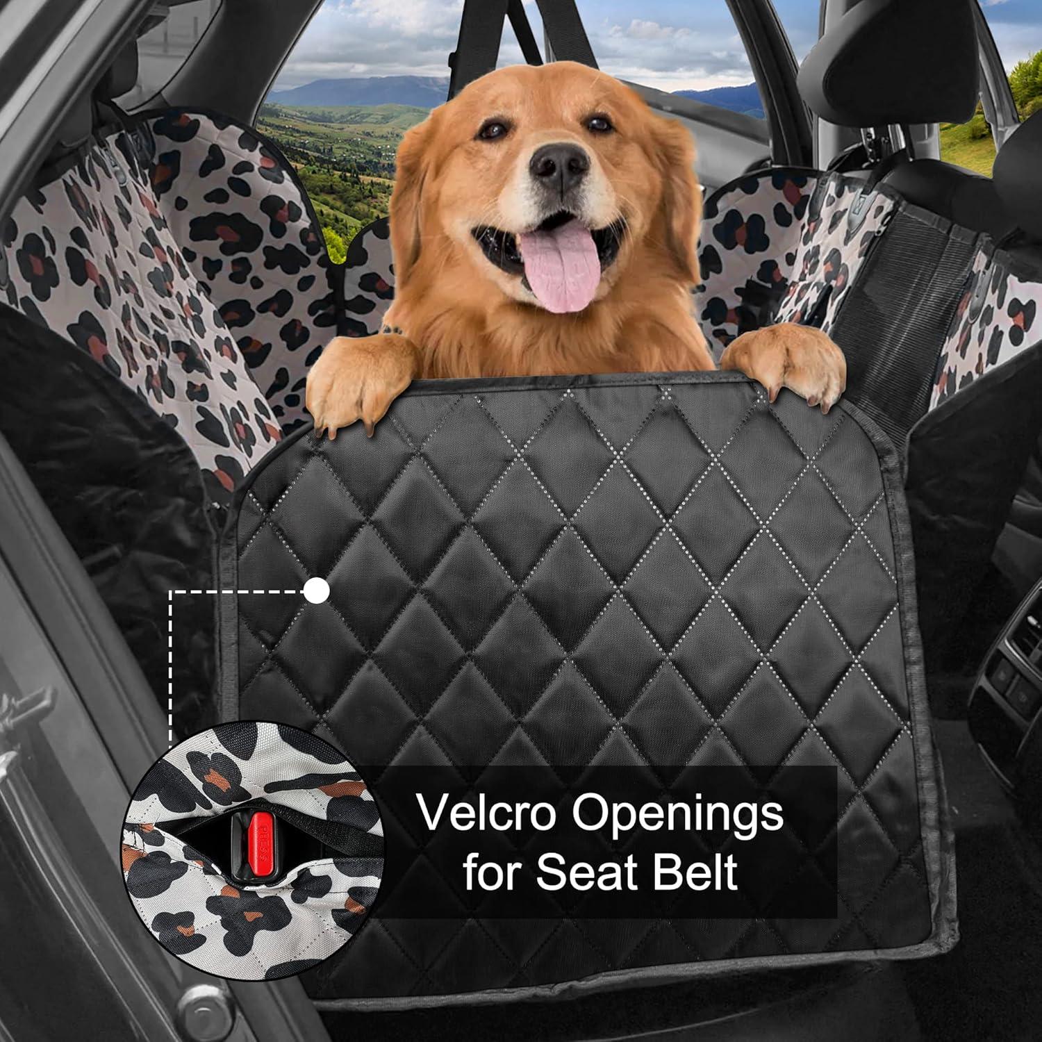 Dog Car Seat Cover with Storage Pockets Mesh Visual Window, Waterproof Nonslip , Heavy Duty Scratchproof Pet Dog Back Seat Cover Hammock for Cars Trucks and SUVs