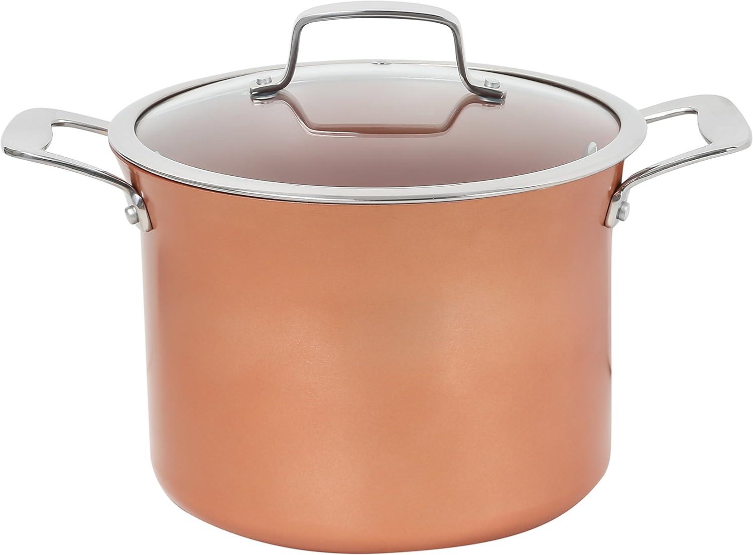7 Quart Copper Non-Stick Stock Pot with Stainless Steel Handles