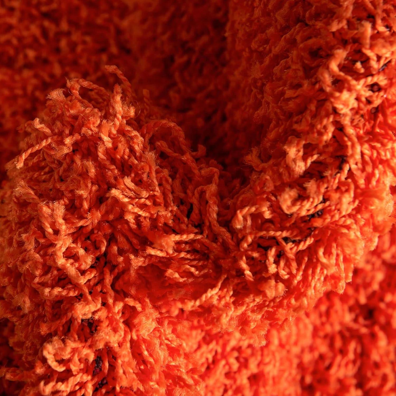 Unique Loom 5' 0 x 8' 0 Solid Shag Tiger Orange Area Rug