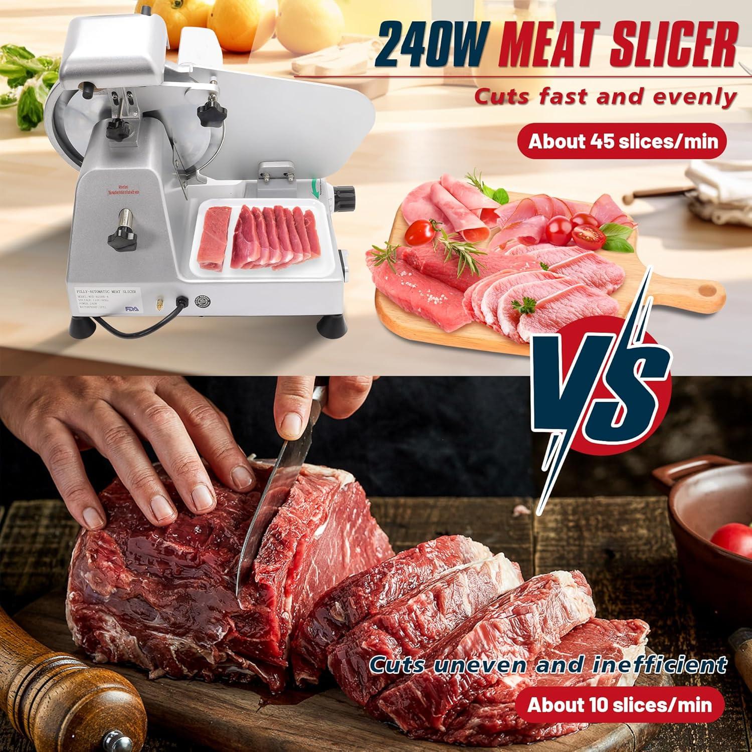 Fashionwu Fashionwu  Commercial Electric Meat Slicer 10" Food Cutter 240W Frozen Deli Slicer Machine