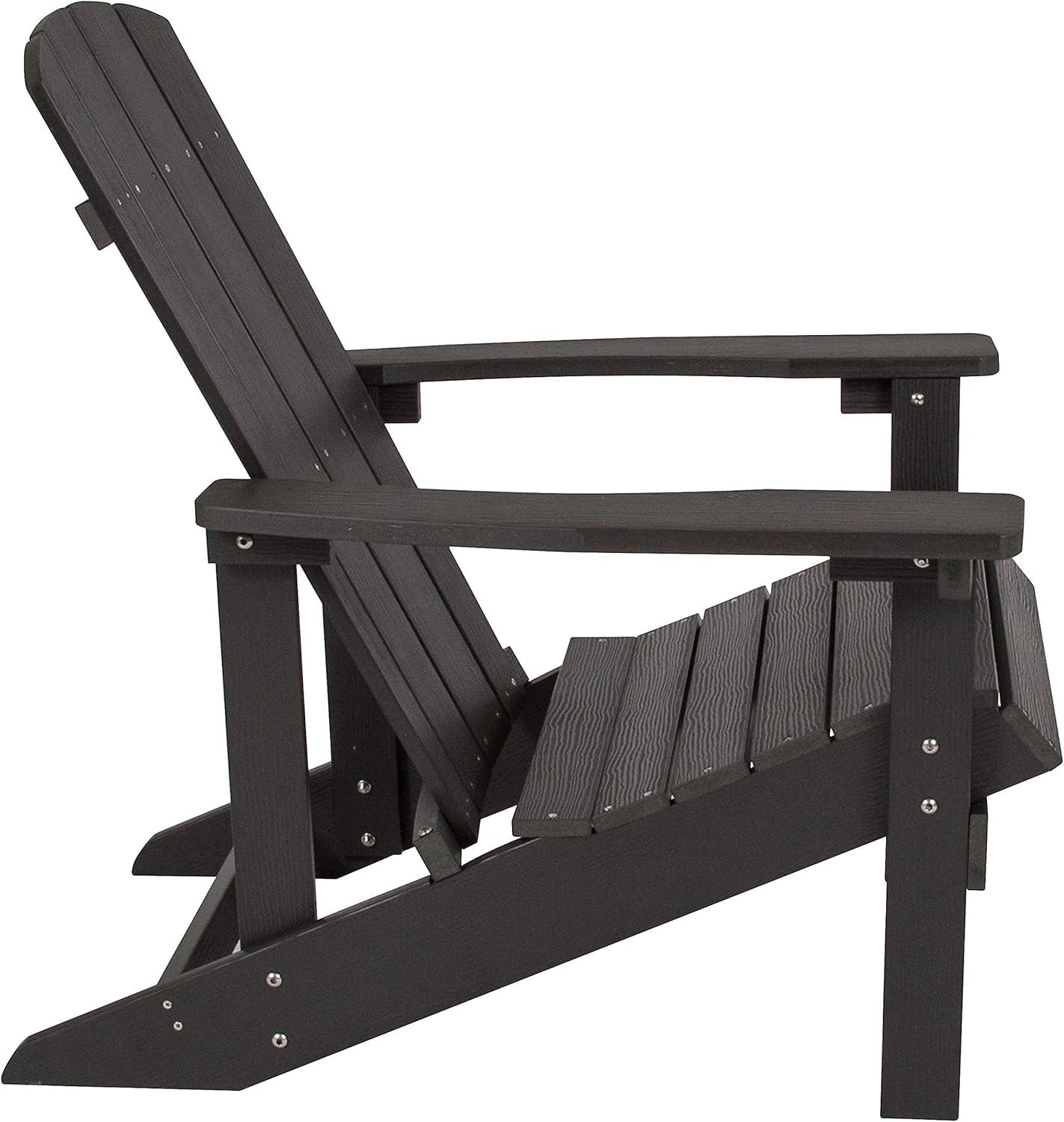 Flash Furniture Charlestown All-Weather Poly Resin Wood Adirondack Chair in Slate Gray