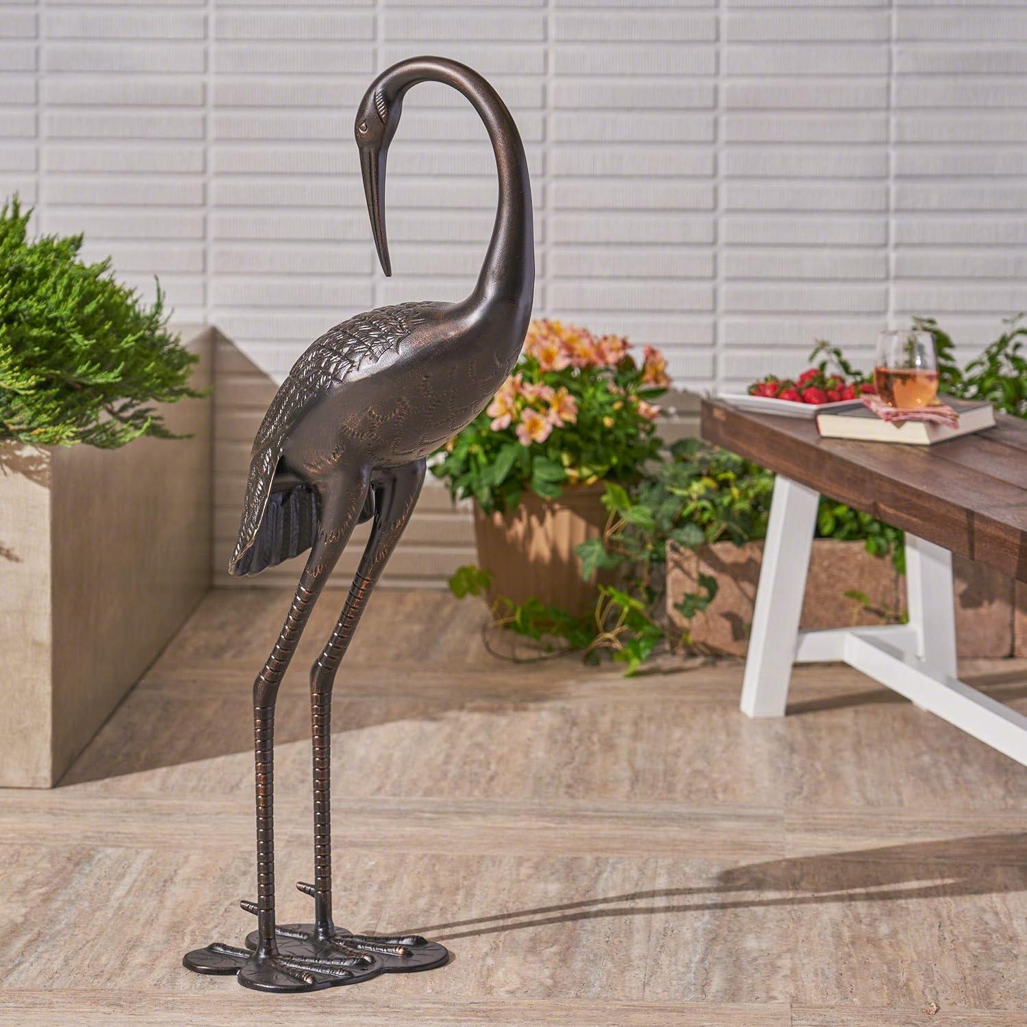 Rosecliff Heights Outdoor Aluminum Crane Garden Statue  (Set Of 2) (Set of 2)