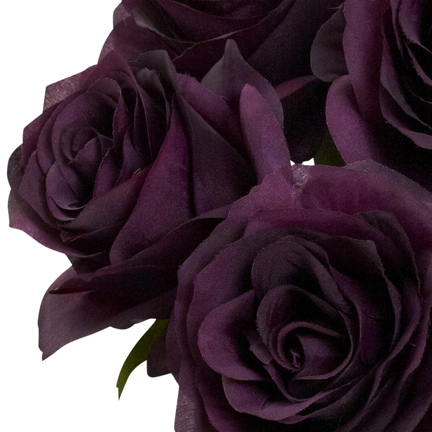Nearly Natural Rose Arrangement Artifcial Flowers with Vase, Purple