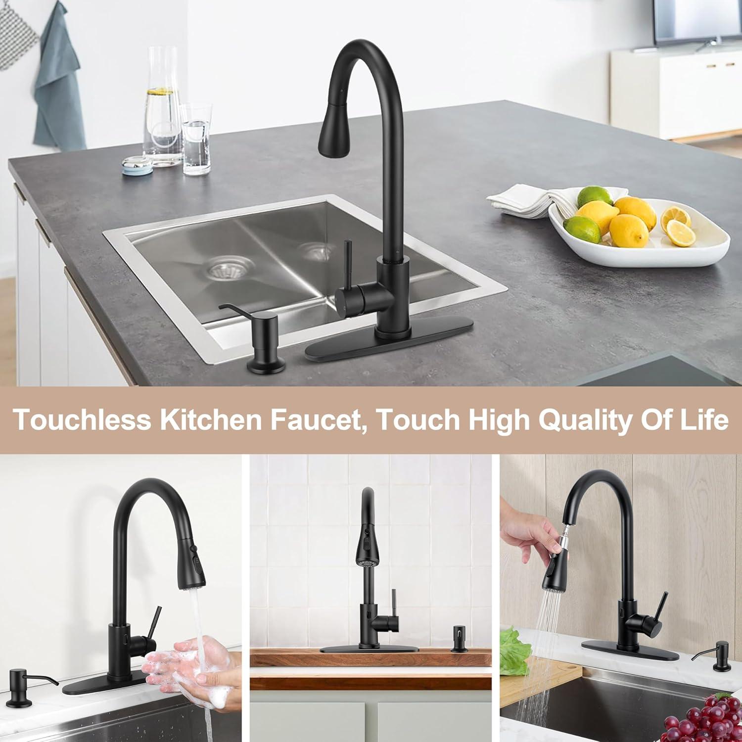 ARCORA Stainless SteelSingle Handle Pull-Down Sprayer Kitchen Faucet Set with Touchless Sensor