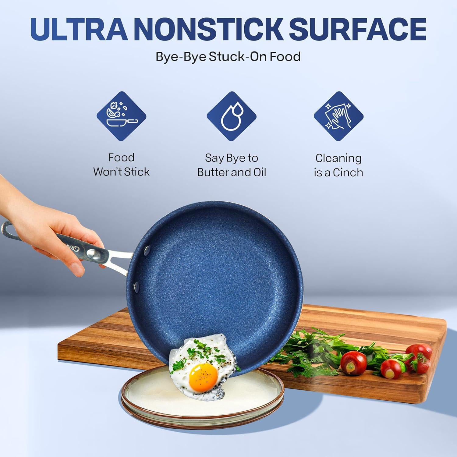 Granitestone Blue 20 Piece Aluminum Non Stick Cookware & Bakeware Set with Ultra Nonstick Surface, Oven & Dishwasher Safe