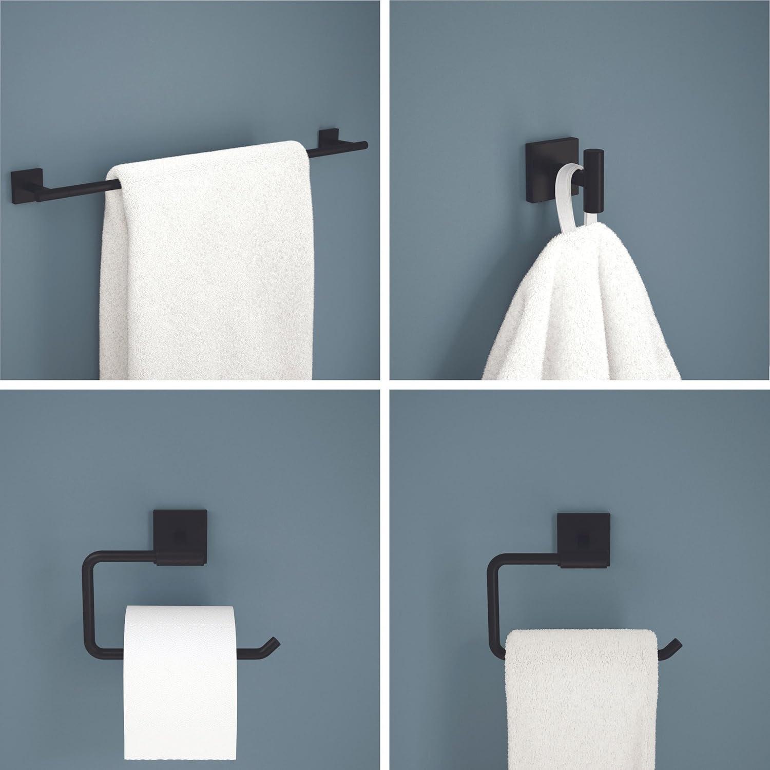 Nash 4-Piece Bath Hardware Set 18" Towel Bar w/ Extender Toilet Paper Holder Towel Holder Towel Hook