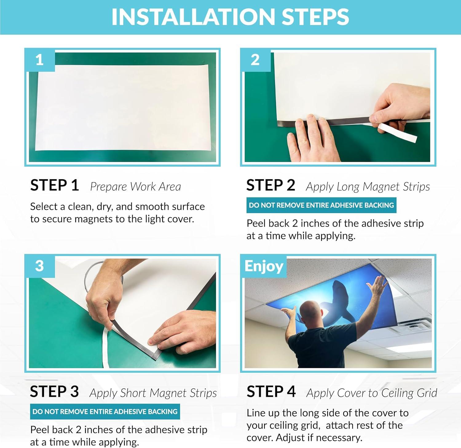 Octo Lights OCE-007-MGT-2x4 Ocean - Magnetic Fluorescent Light Cover for Ceiling Lights Classroom -  2x4 - by Octo Lights