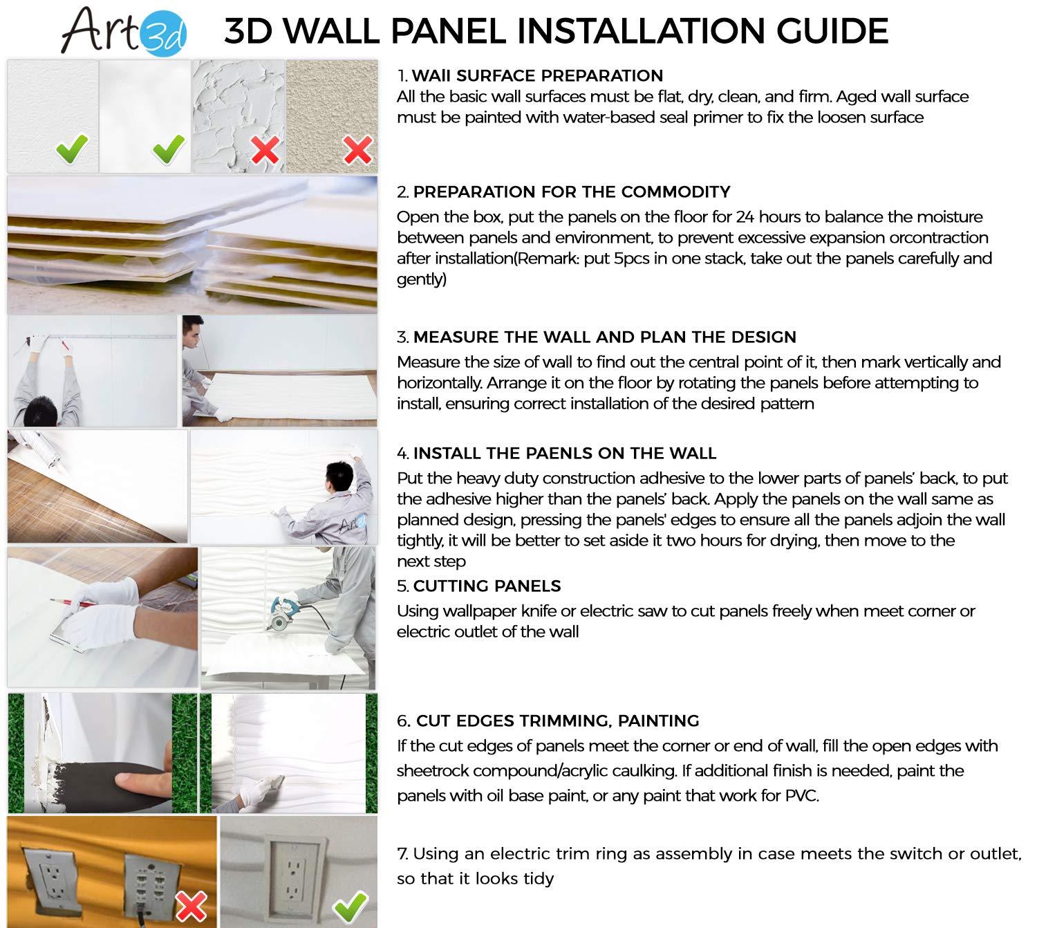 Art3d PVC Wave Board Textured 3D Wall Panels, Black, 19.7" x 19.7" (12 Pack)