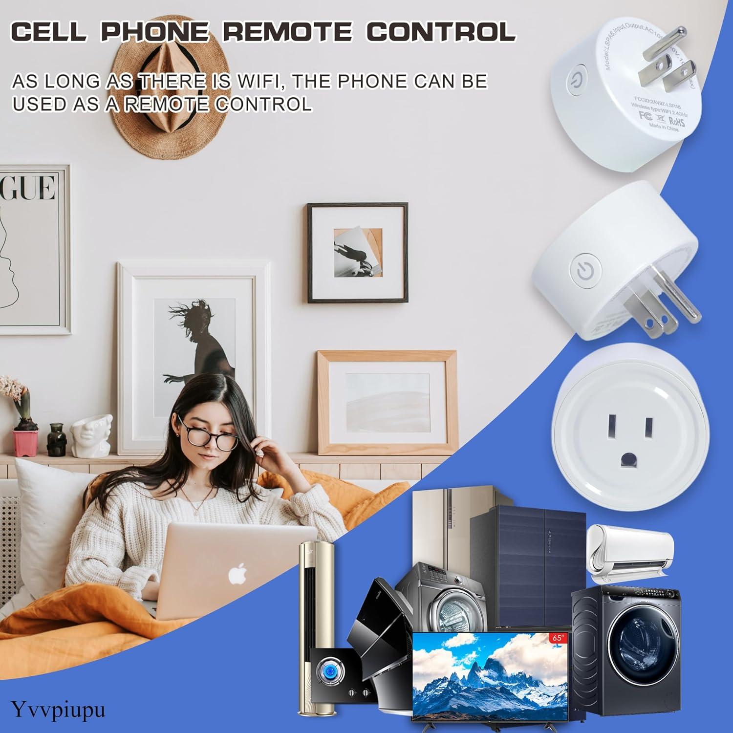 Smart Plug Mini 4-Pack, Wi-Fi Outlets for Smart Home Wi-Fi Plug with Alexa/Google Home/Smart Life, Smart Home hubTimer on/Off Plug, Schedule Built-in app, Mini Wireless Outlet, no hub Required