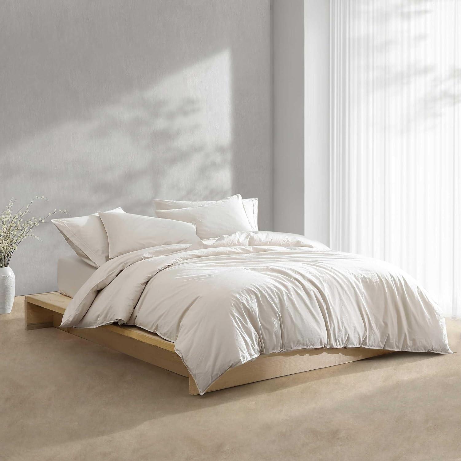 Calvin Klein Washed Percale Solid Cotton Duvet Cover Set