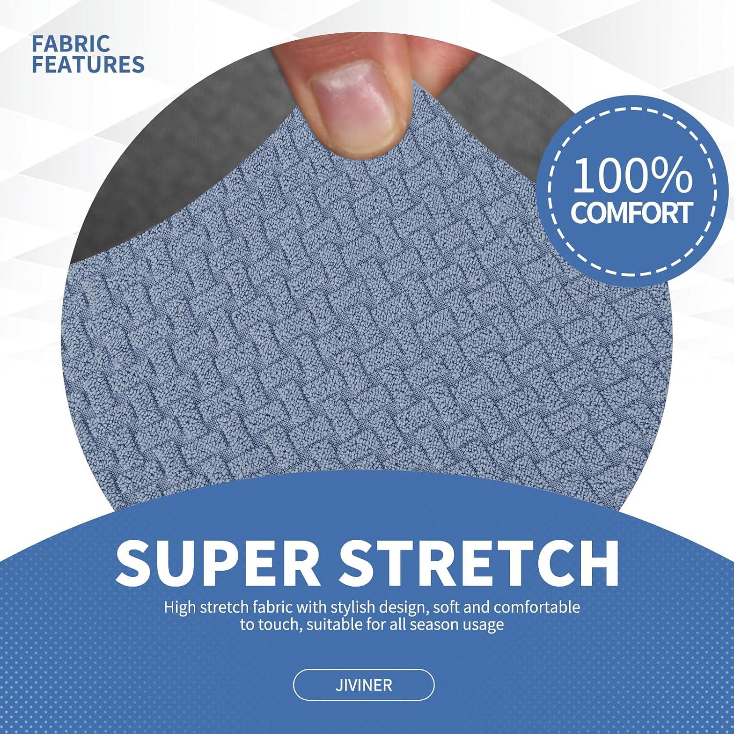 JIVINER 2 Pieces Armchair Covers for Living Room Stretch Chair Slipcovers with 1 Seat Cushion Covers Thick Fitted Couch Cover for Pet Dogs Furniture Protector (Chair, Light Blue)