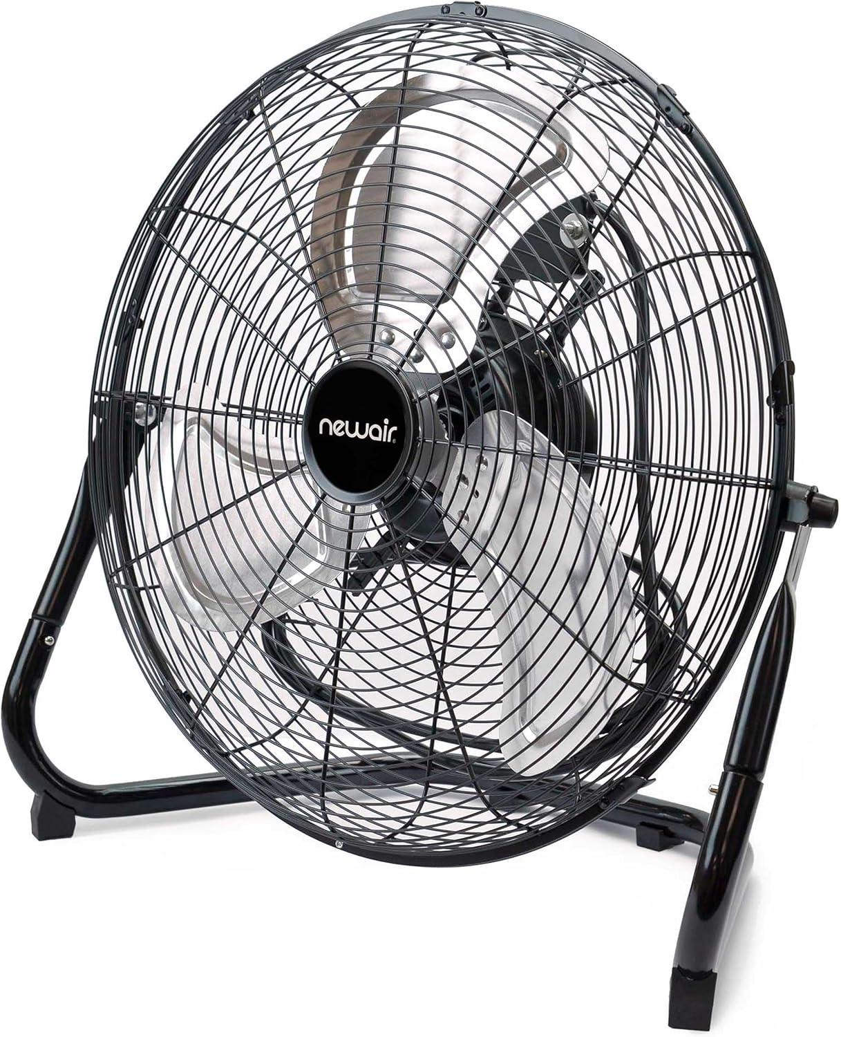 Newair 18" High-Velocity Industrial Floor Fan, Heavy Duty Metal Fan, Adjustable Tilt and 3 Speeds up to 4012 CFM, Rotatory Switch