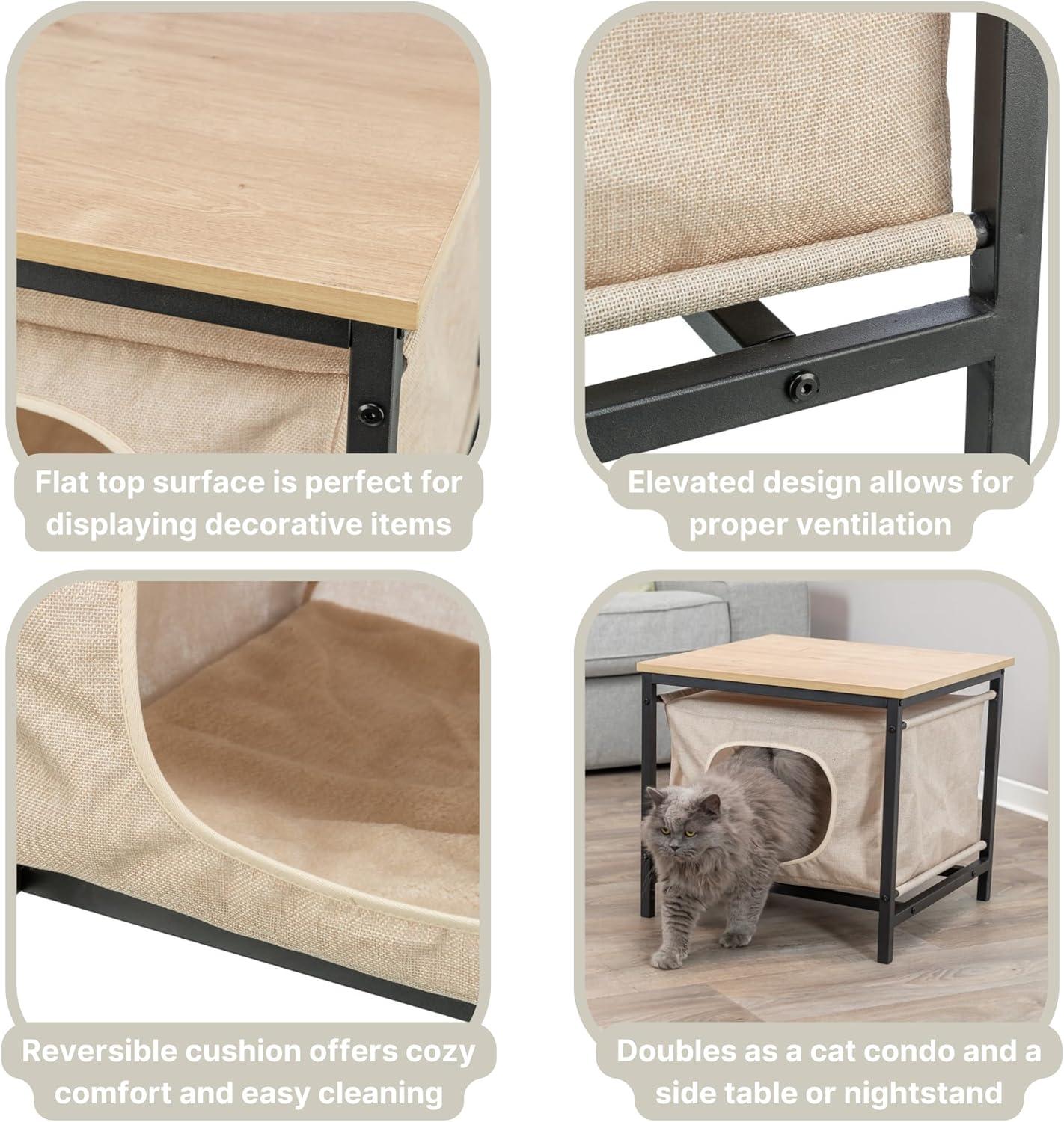 TRIXIE TRIXIE Emmie Indoor Cat Condo, Cat Bed Side Table & Nightstand, Cat Hideaway Cave with Cozy Cushion