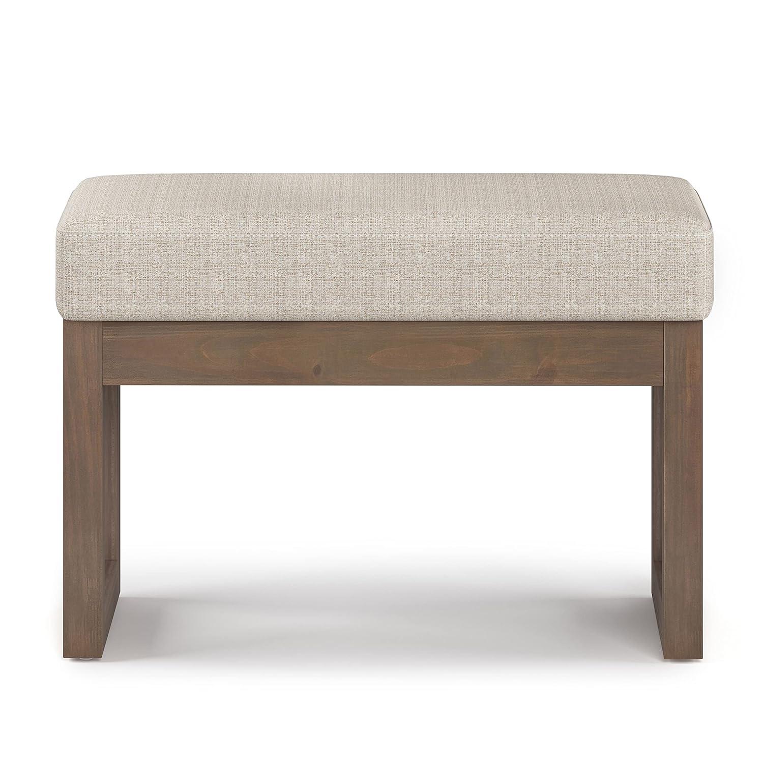 Simpli Home Milltown Ottoman Bench with Upholstered Seat and Solid Wood Frame