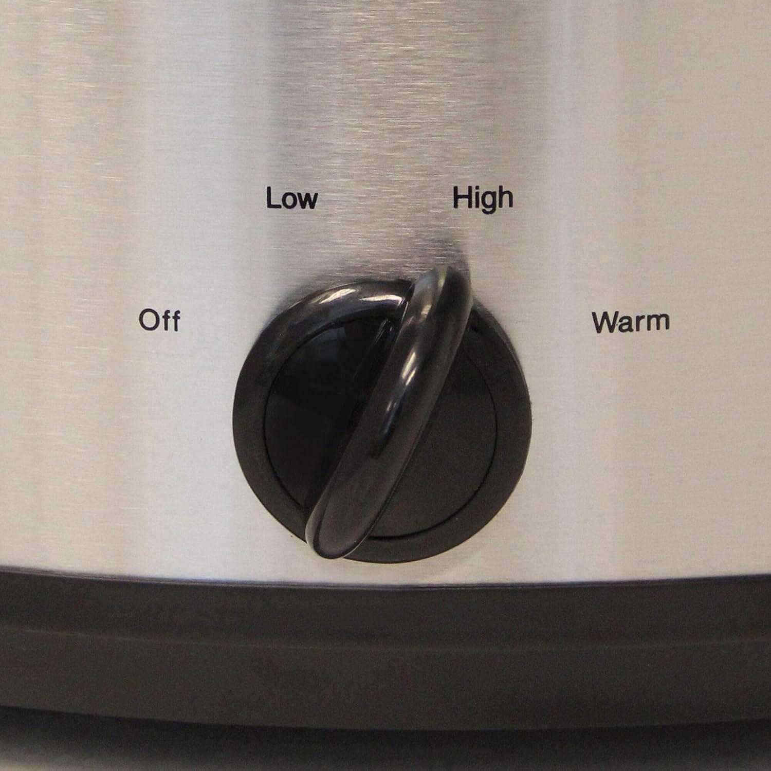 Silver 6-Quart Stainless Steel Oval Slow Cooker with Glass Lid