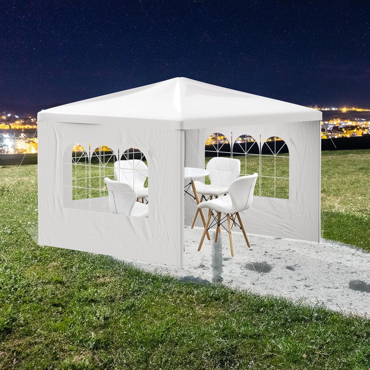 10x10 White Waterproof PE Cloth Party Tent with Removable Sidewalls