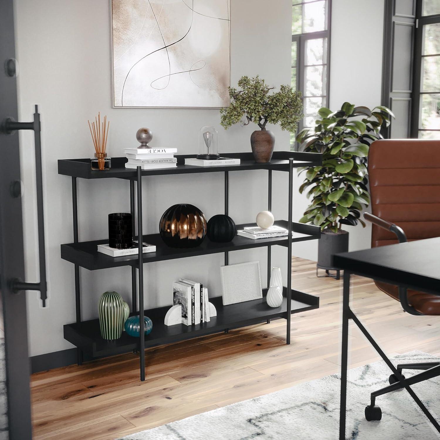 Martha Stewart Raines Martha Stewart Emmett 3 Shelf Storage Display Unit Bookcase with Metal Frame