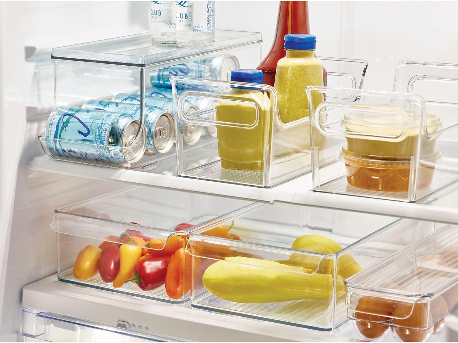 iDesign iDesign Condiment Organizer for Fridge - Plastic Fridge Organizer Bins with Handles, Set of 2, Clear