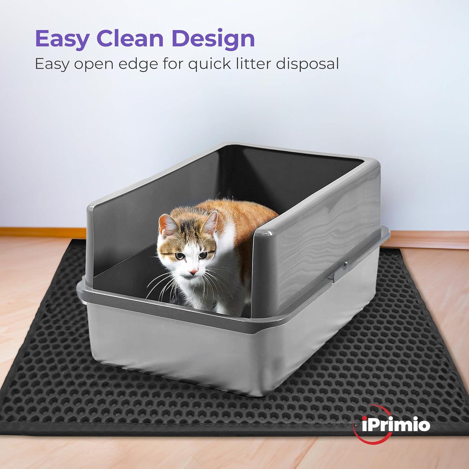 iPrimio 30" x 23" Large Cat Litter Trapper Mat, Black